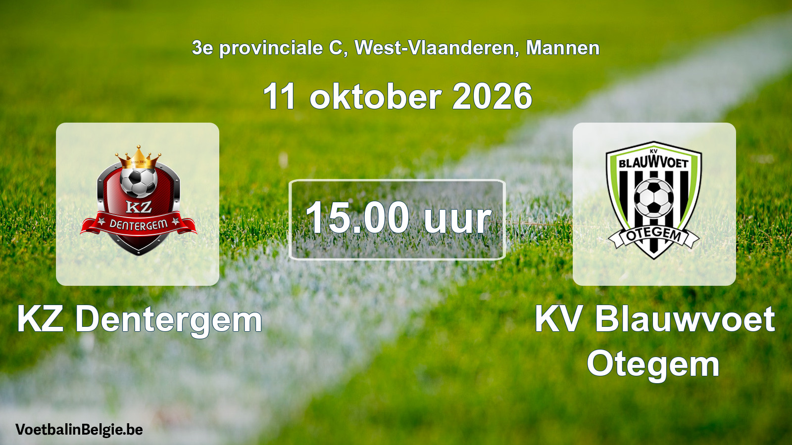 Geplande wedstrijd mannenvoetbal: KZ Dentergem - KV Blauwvoet Otegem (11 oktober 2026)