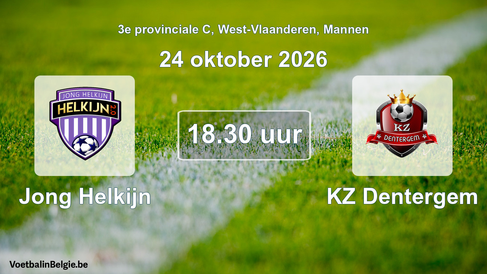 Geplande wedstrijd mannenvoetbal: Jong Helkijn - KZ Dentergem (24 oktober 2026)