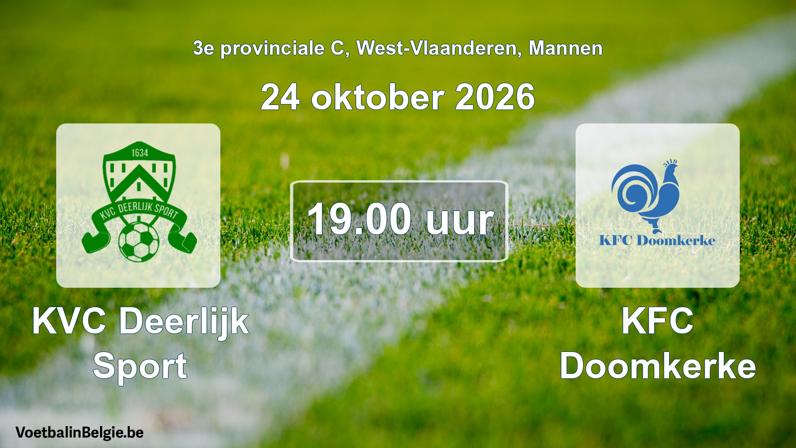 Geplande wedstrijd mannenvoetbal: KVC Deerlijk Sport - KFC Doomkerke (24 oktober 2026)