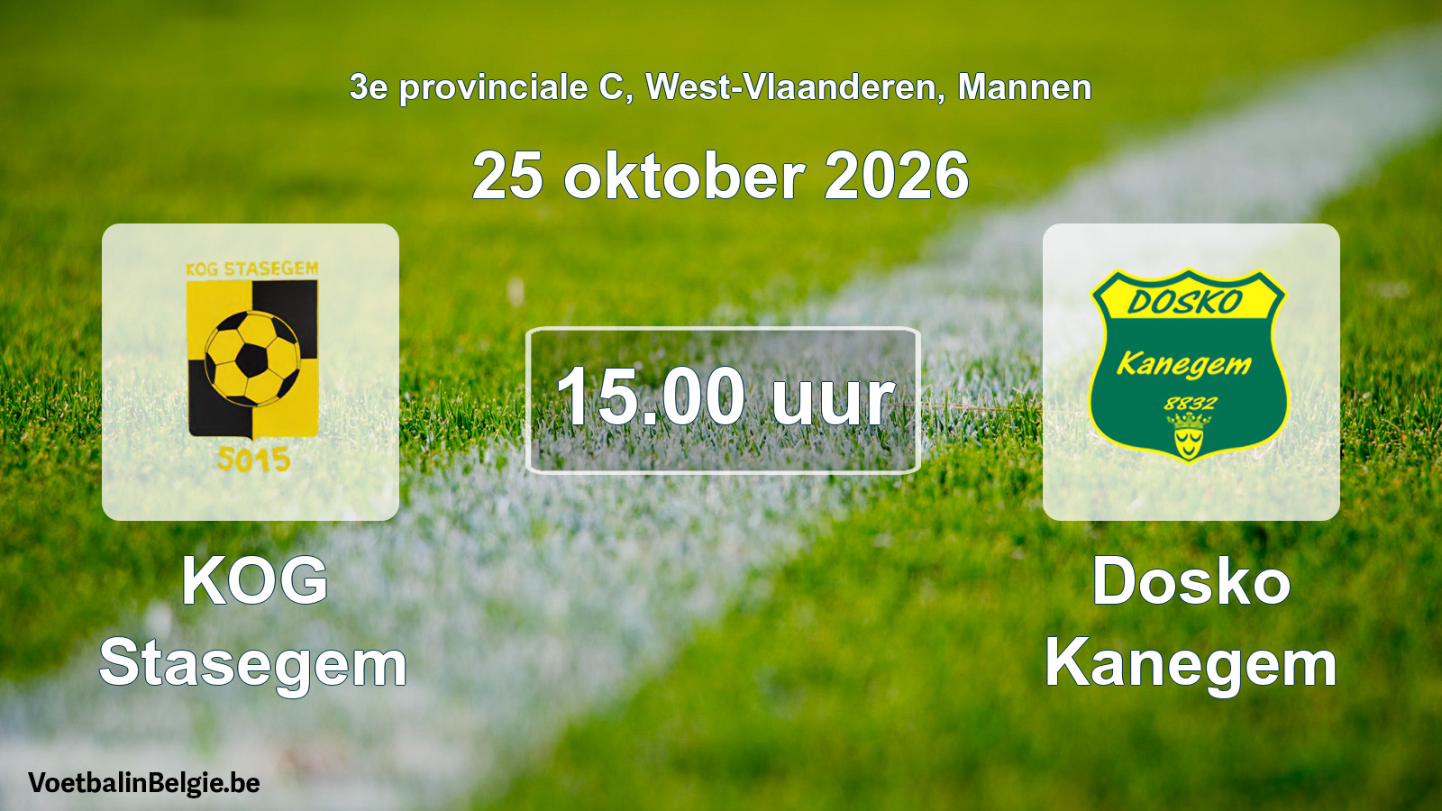 Geplande wedstrijd mannenvoetbal: KOG Stasegem - Dosko Kanegem (25 oktober 2026)