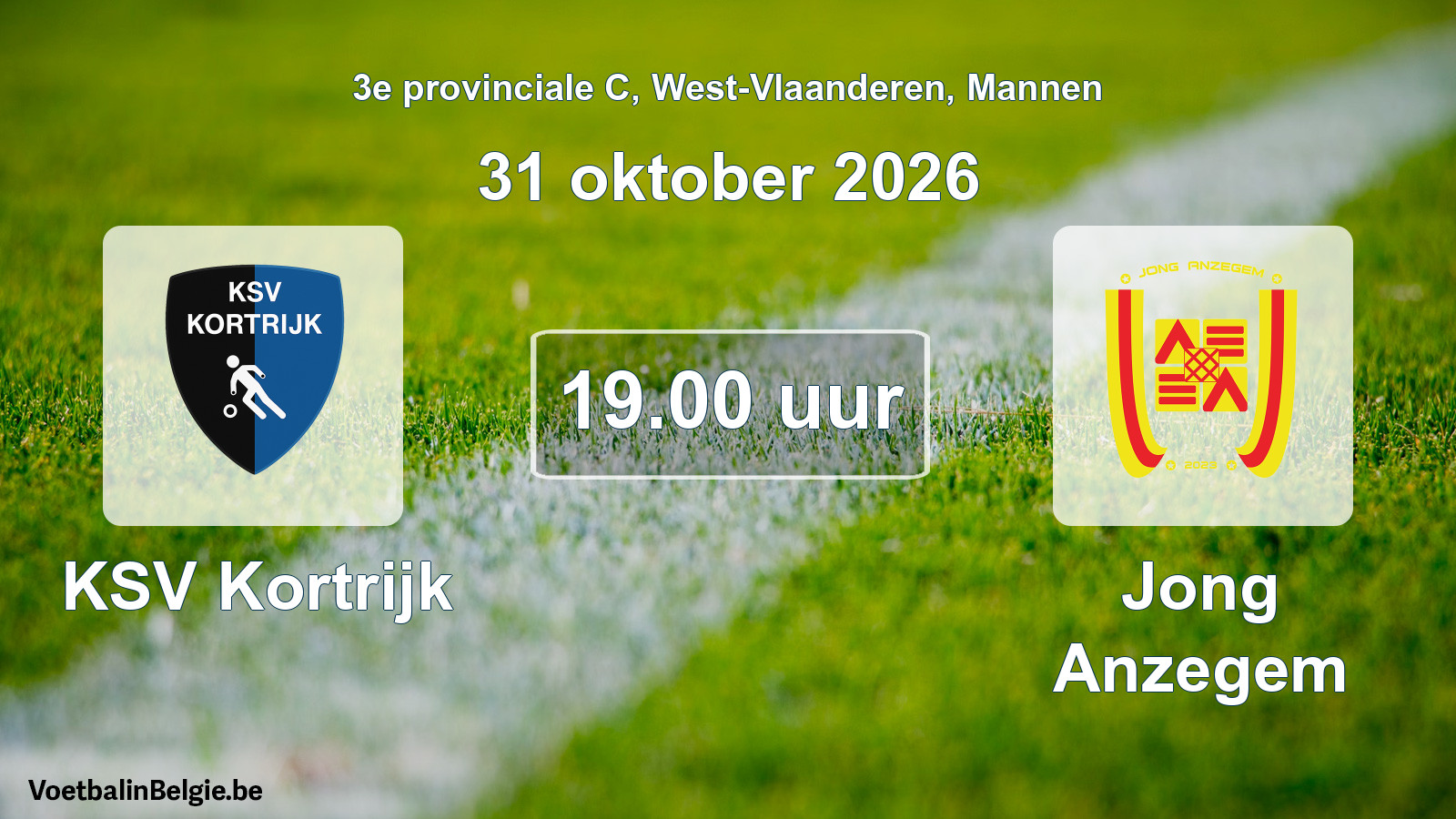 Geplande wedstrijd mannenvoetbal: KSV Kortrijk - Jong Anzegem (31 oktober 2026)