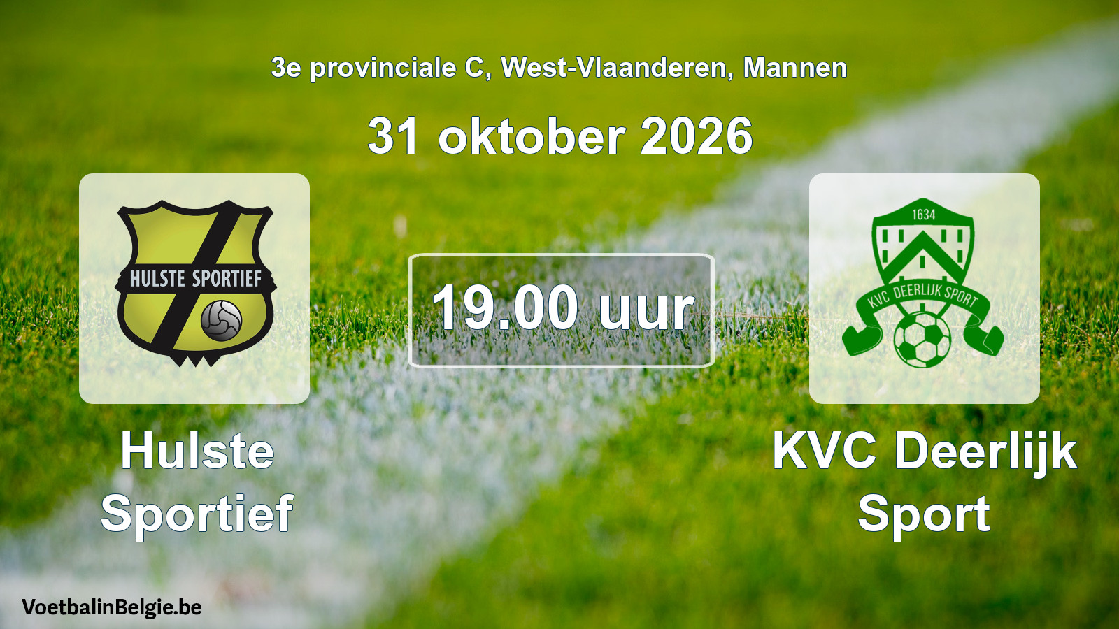 Geplande wedstrijd mannenvoetbal: Hulste Sportief - KVC Deerlijk Sport (31 oktober 2026)