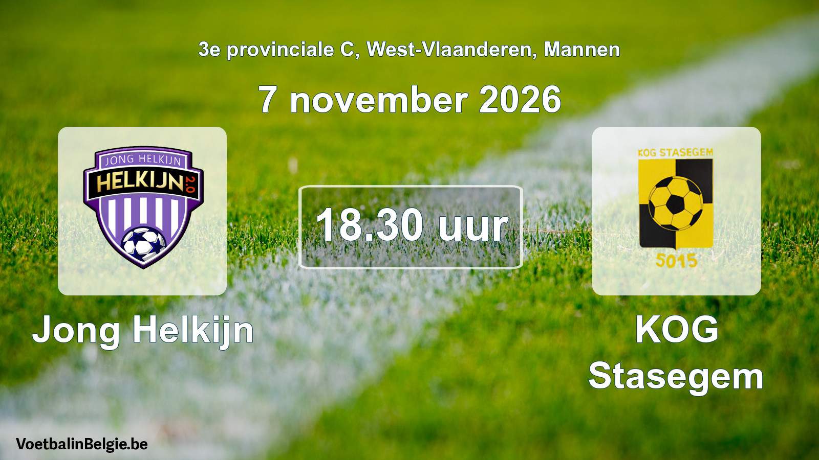 Geplande wedstrijd mannenvoetbal: Jong Helkijn - KOG Stasegem (7 november 2026)