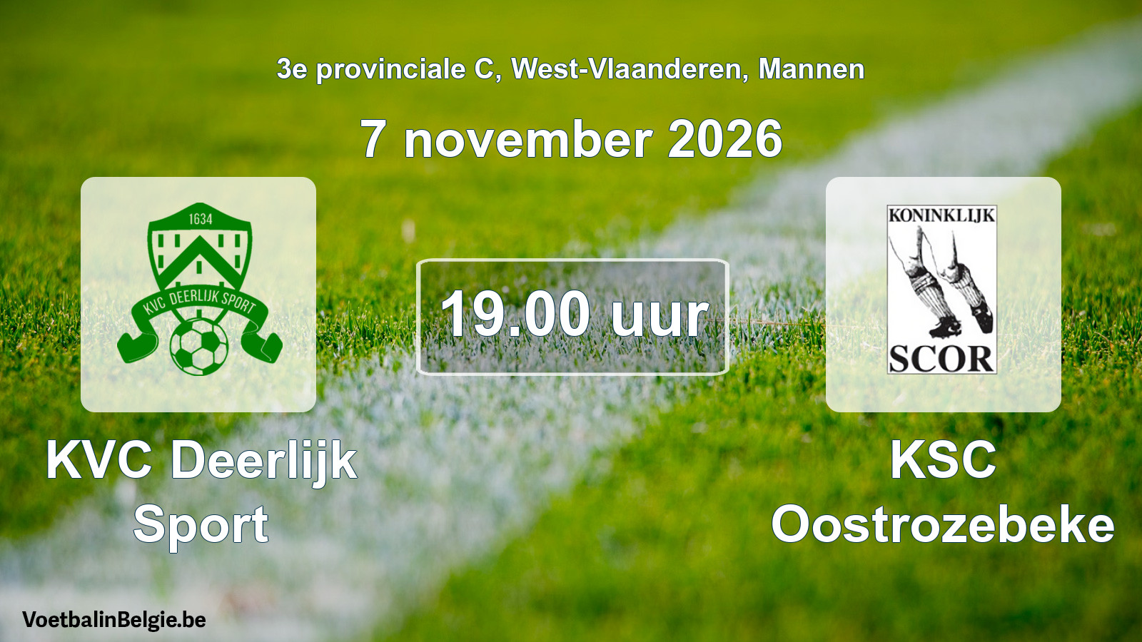 Geplande wedstrijd mannenvoetbal: KVC Deerlijk Sport - KSC Oostrozebeke (7 november 2026)