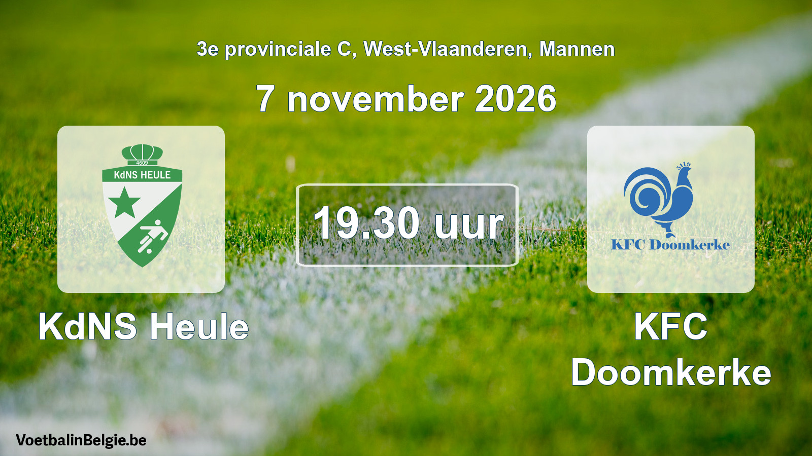 Geplande wedstrijd mannenvoetbal: KdNS Heule - KFC Doomkerke (7 november 2026)