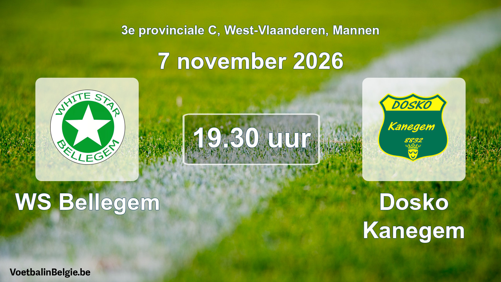 Geplande wedstrijd mannenvoetbal: WS Bellegem - Dosko Kanegem (7 november 2026)