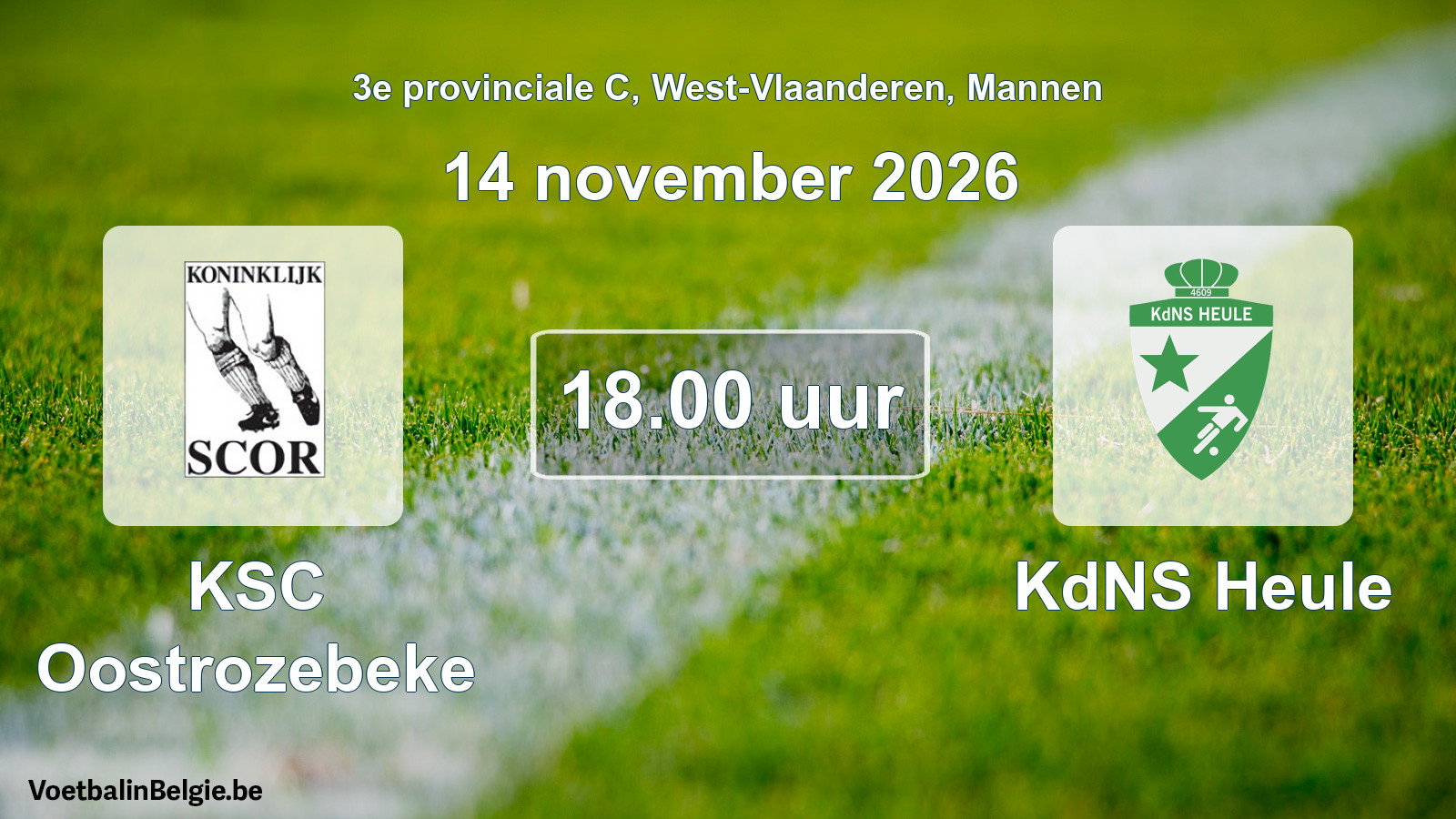 Geplande wedstrijd mannenvoetbal: KSC Oostrozebeke - KdNS Heule (14 november 2026)