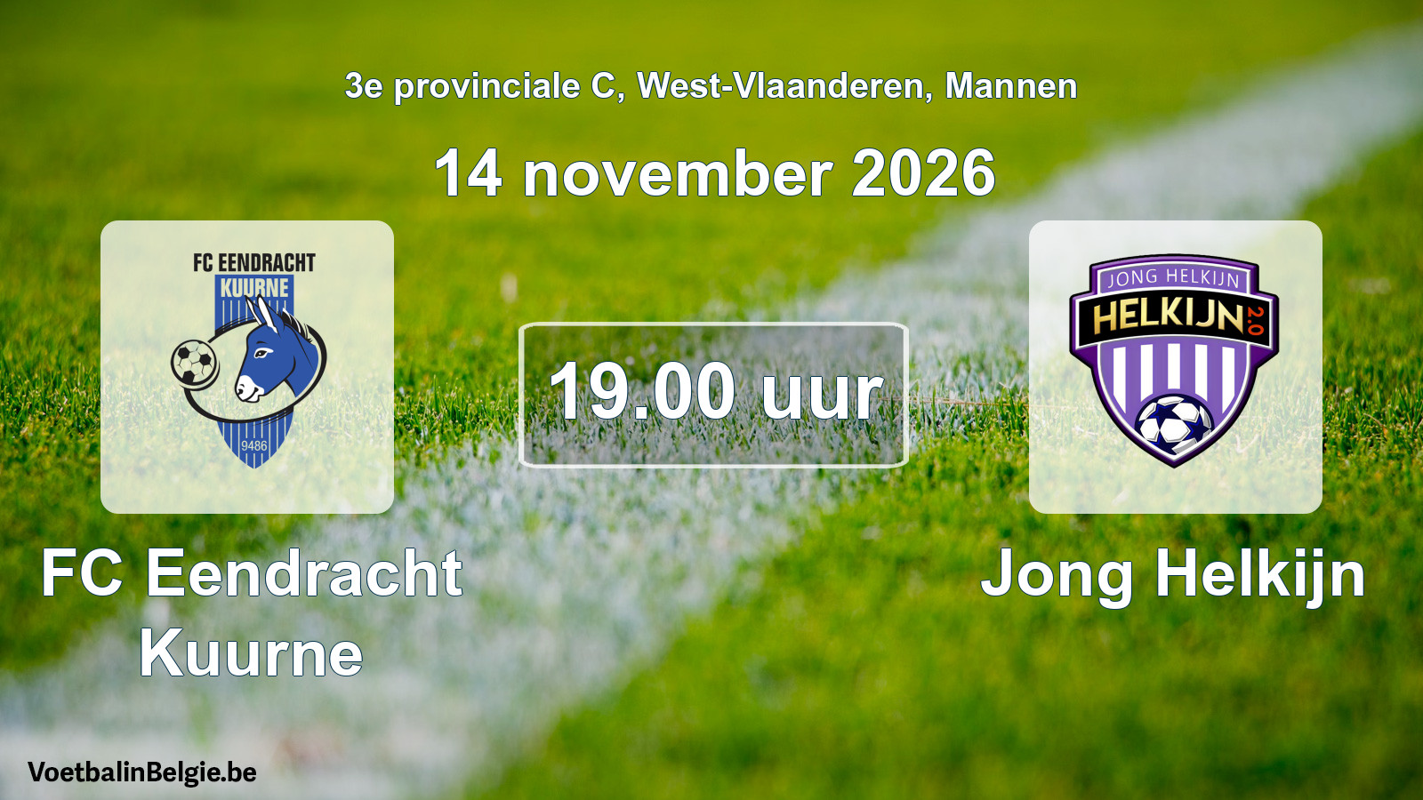 Geplande wedstrijd mannenvoetbal: FC Eendracht Kuurne - Jong Helkijn (14 november 2026)
