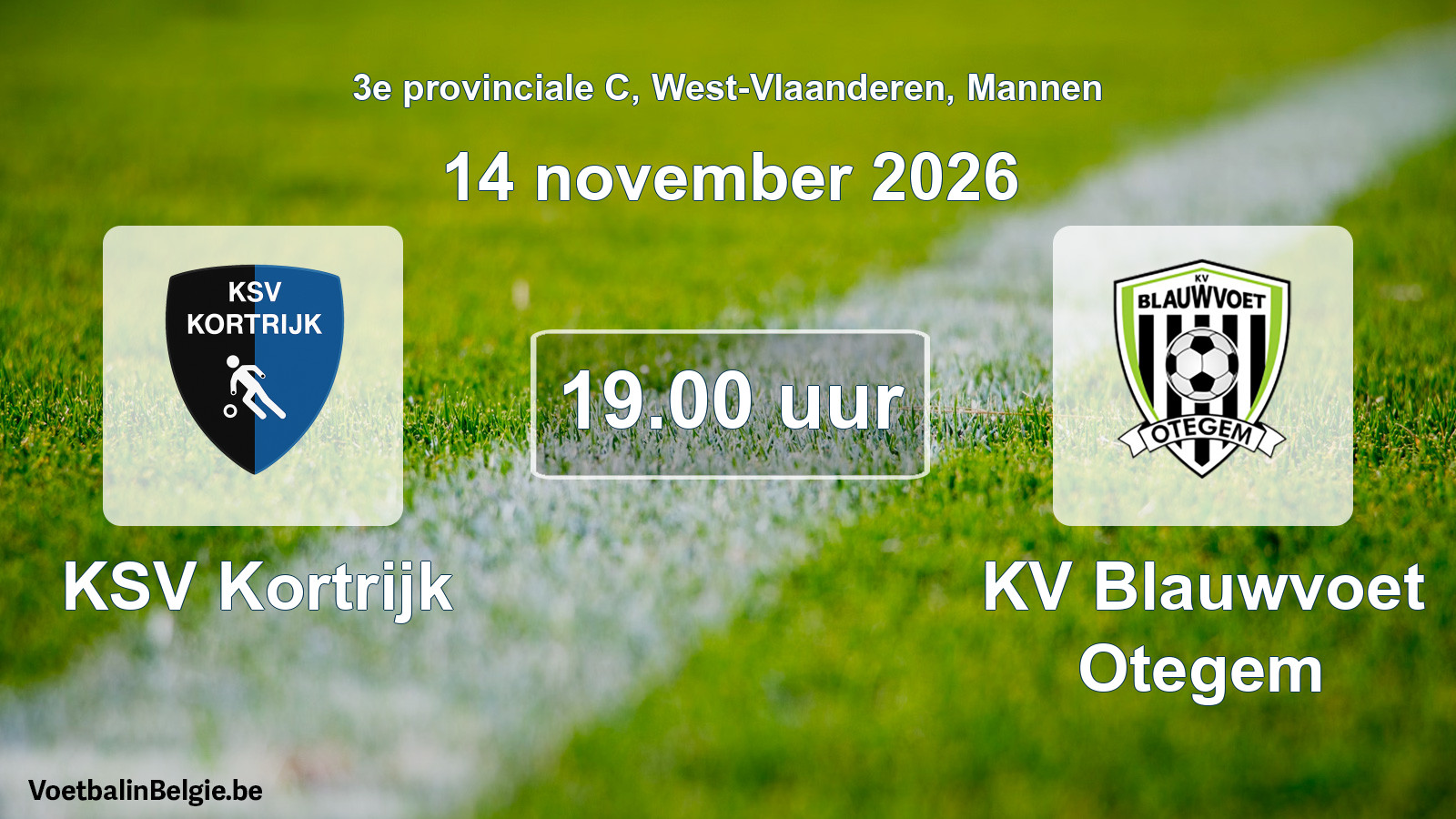 Geplande wedstrijd mannenvoetbal: KSV Kortrijk - KV Blauwvoet Otegem (14 november 2026)