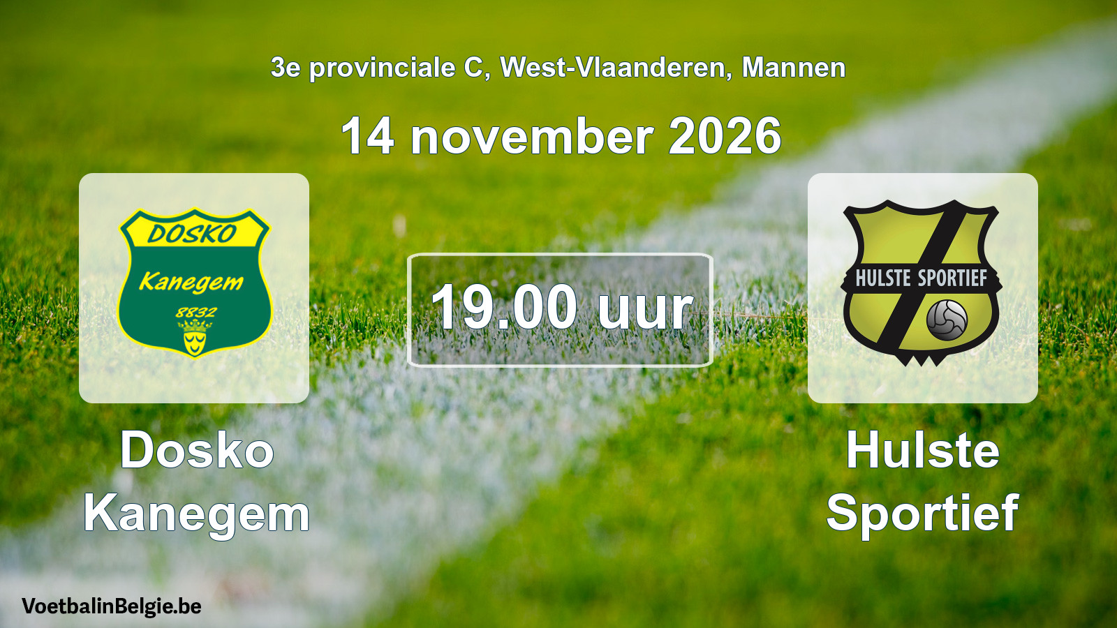 Geplande wedstrijd mannenvoetbal: Dosko Kanegem - Hulste Sportief (14 november 2026)