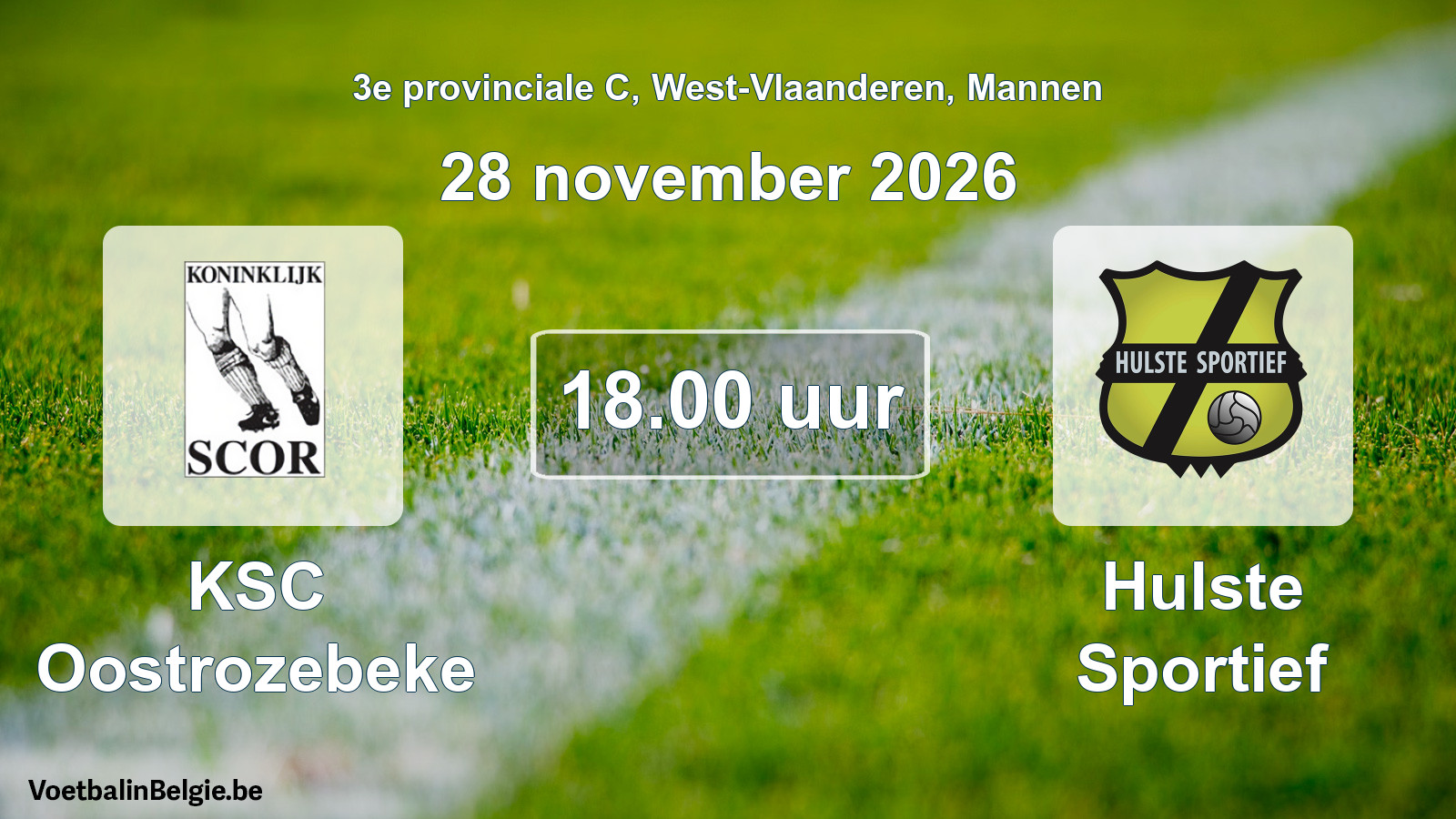 Geplande wedstrijd mannenvoetbal: KSC Oostrozebeke - Hulste Sportief (28 november 2026)