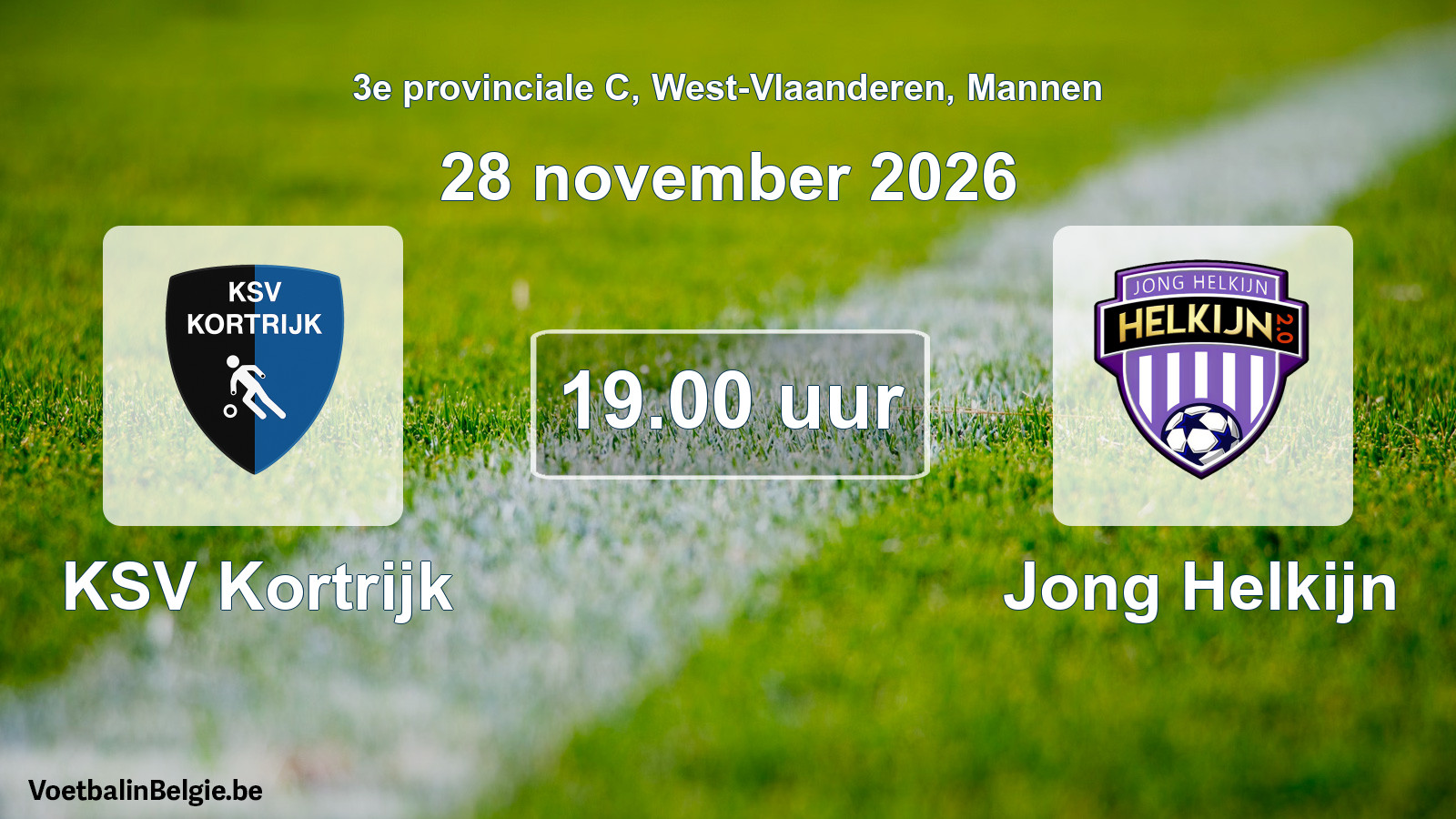 Geplande wedstrijd mannenvoetbal: KSV Kortrijk - Jong Helkijn (28 november 2026)