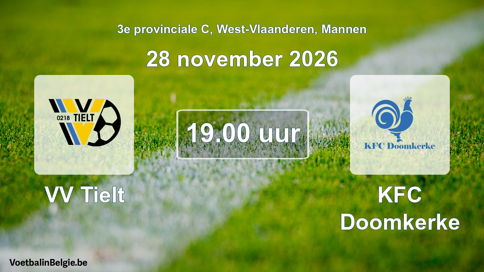 Geplande wedstrijd mannenvoetbal: VV Tielt - KFC Doomkerke (28 november 2026)