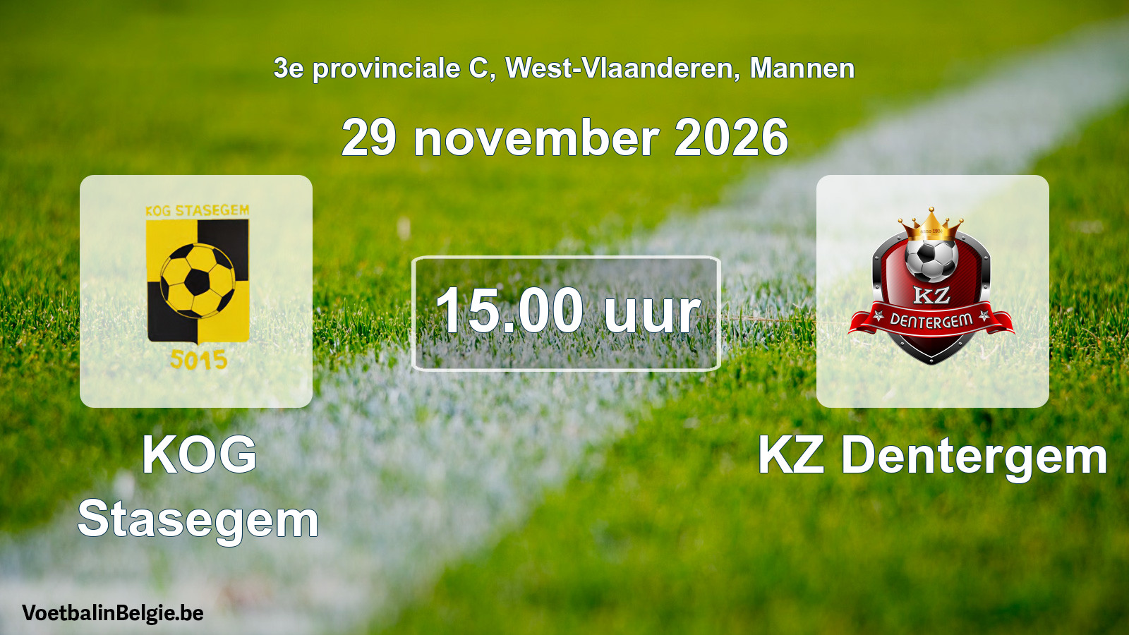 Geplande wedstrijd mannenvoetbal: KOG Stasegem - KZ Dentergem (29 november 2026)