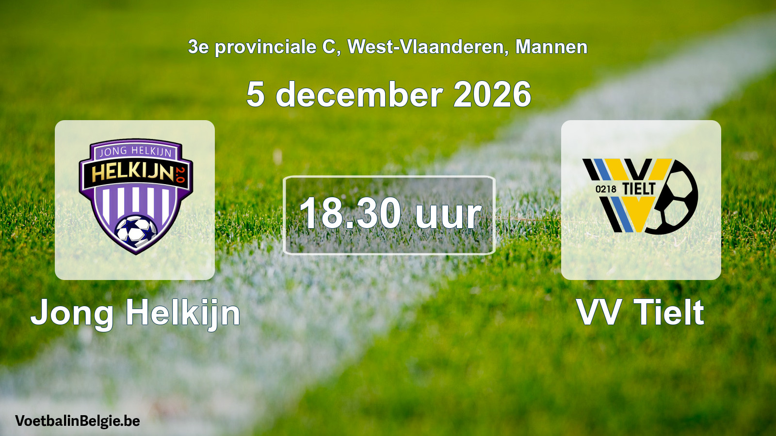 Geplande wedstrijd mannenvoetbal: Jong Helkijn - VV Tielt (5 december 2026)