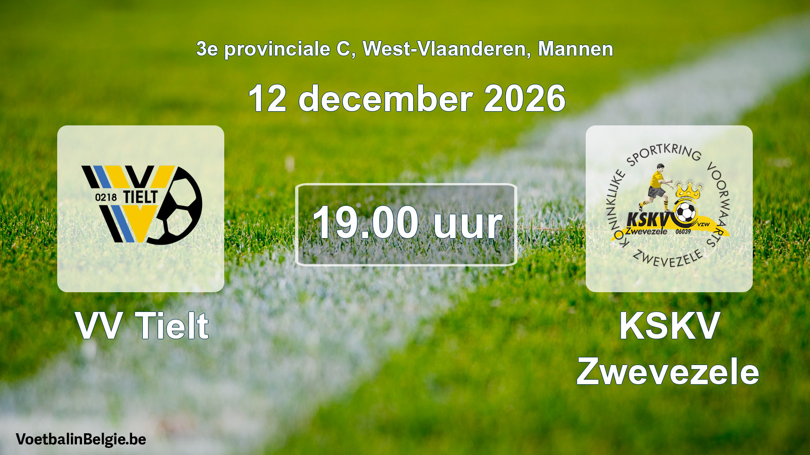 Geplande wedstrijd mannenvoetbal: VV Tielt - KSKV Zwevezele (12 december 2026)