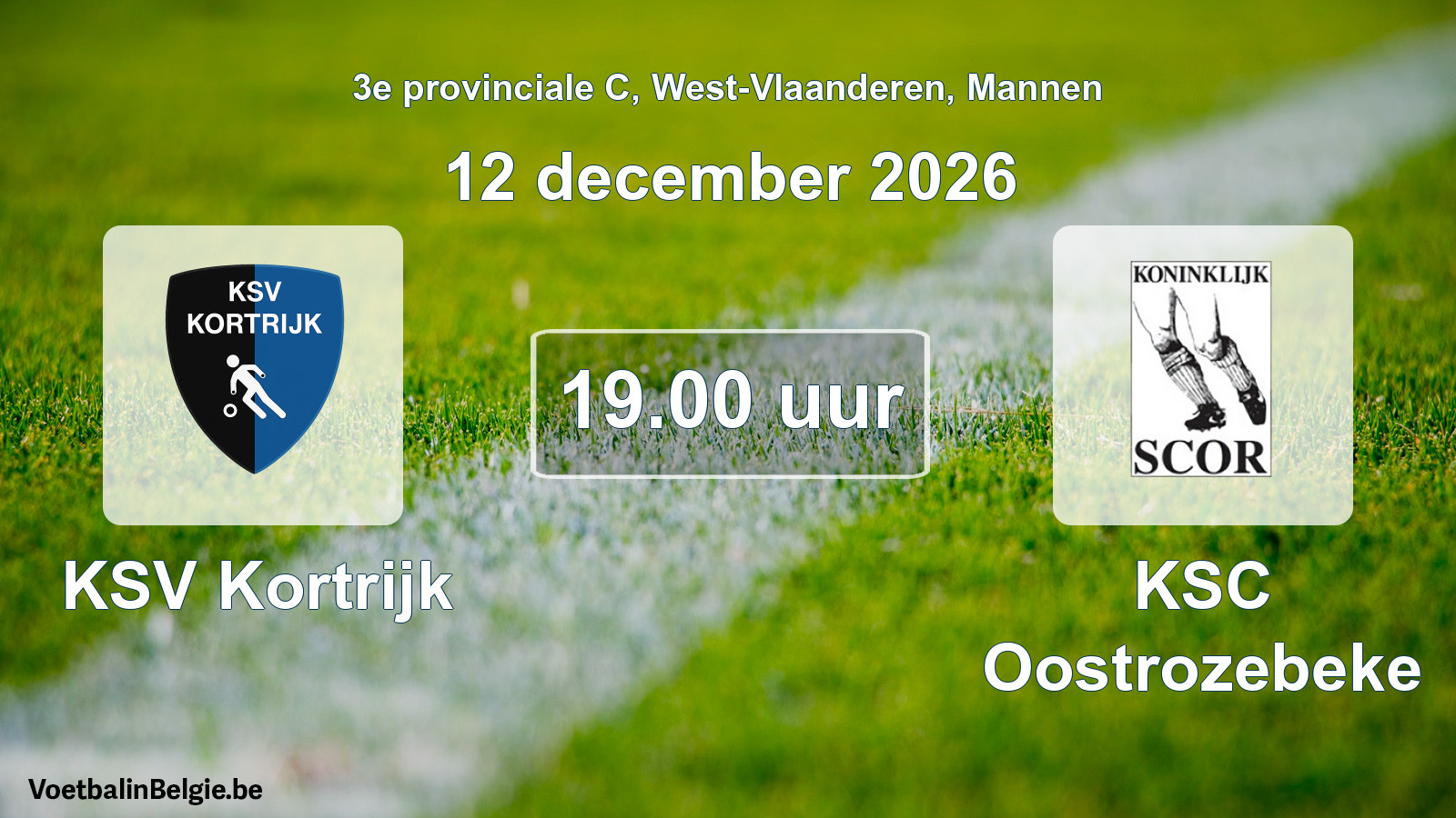 Geplande wedstrijd mannenvoetbal: KSV Kortrijk - KSC Oostrozebeke (12 december 2026)