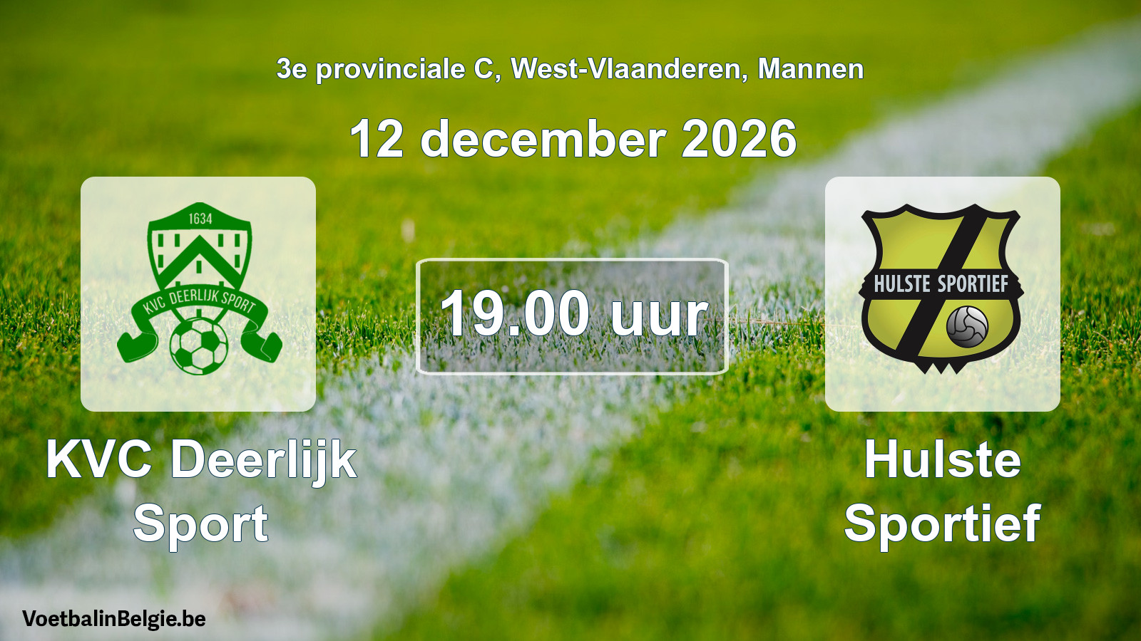 Geplande wedstrijd mannenvoetbal: KVC Deerlijk Sport - Hulste Sportief (12 december 2026)