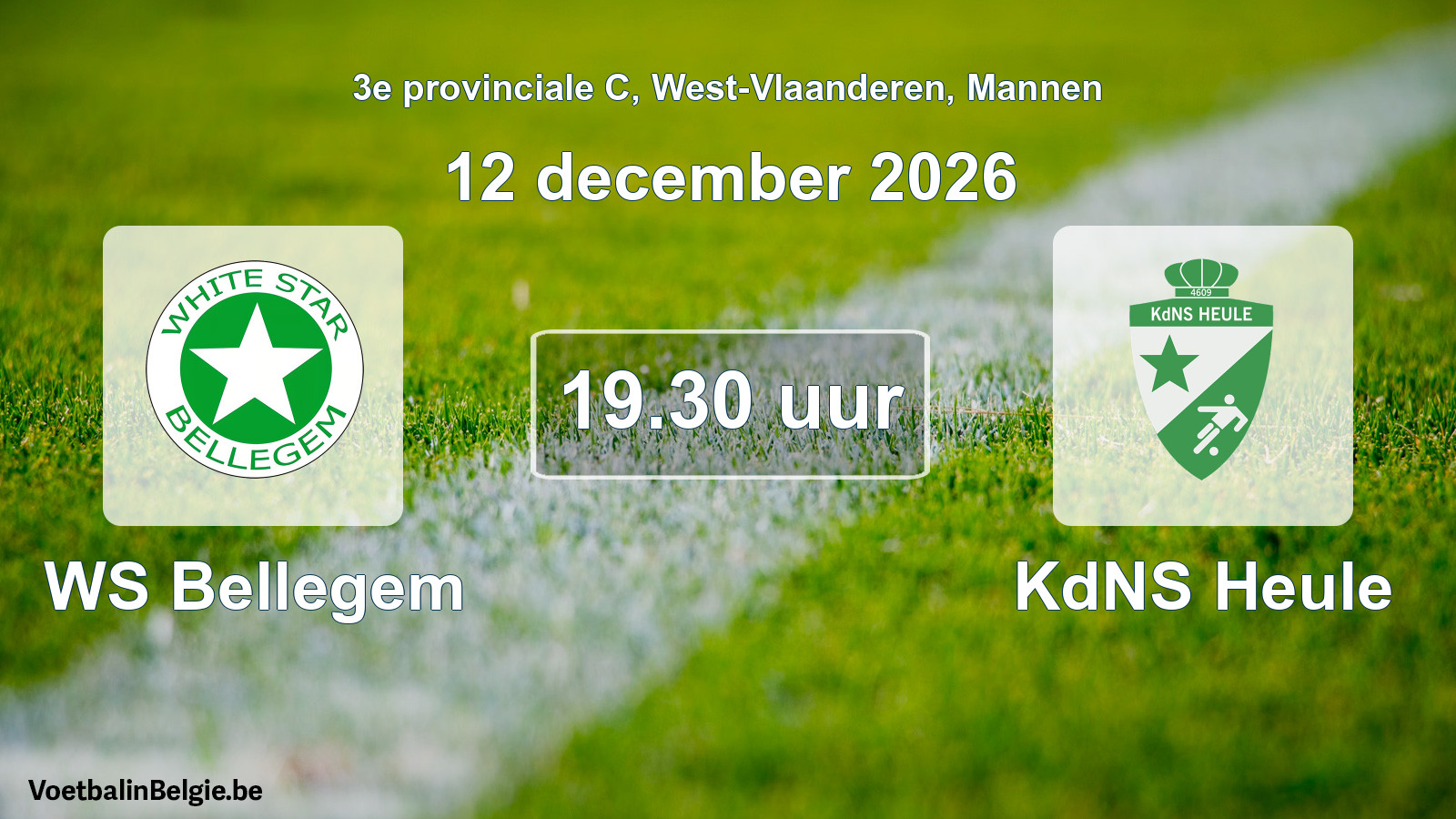 Geplande wedstrijd mannenvoetbal: WS Bellegem - KdNS Heule (12 december 2026)