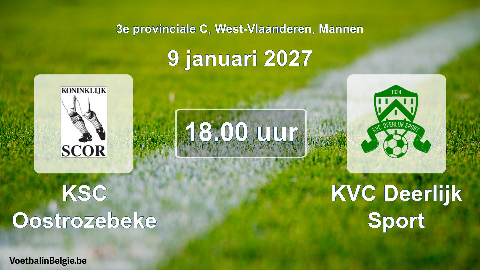 Geplande wedstrijd mannenvoetbal: KSC Oostrozebeke - KVC Deerlijk Sport (9 januari 2027)