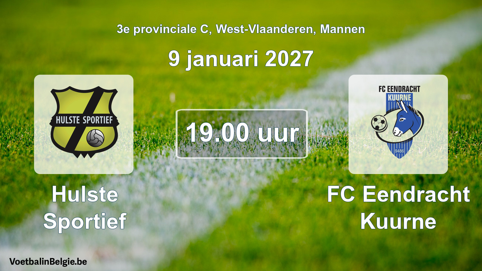 Geplande wedstrijd mannenvoetbal: Hulste Sportief - FC Eendracht Kuurne (9 januari 2027)
