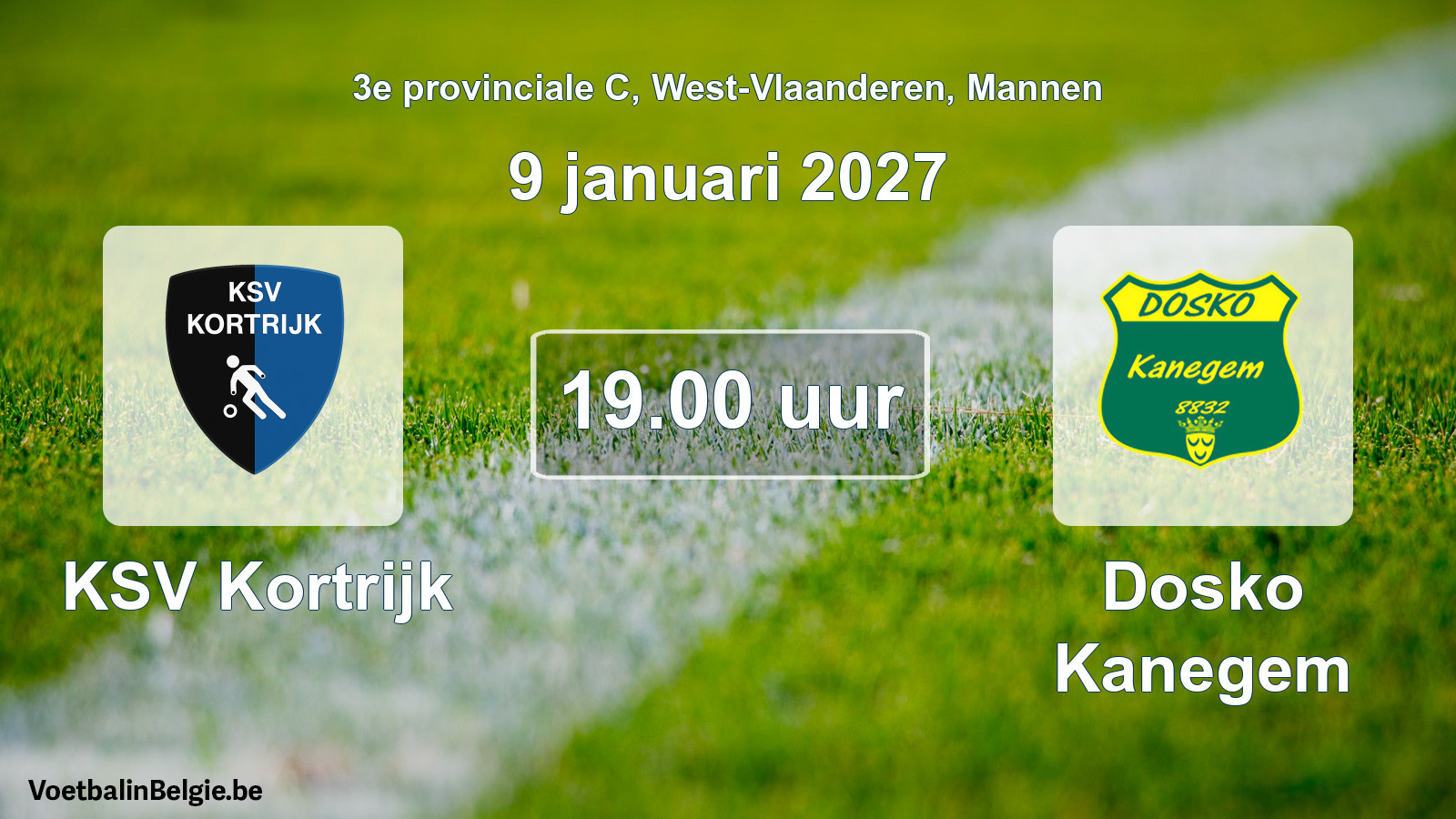 Geplande wedstrijd mannenvoetbal: KSV Kortrijk - Dosko Kanegem (9 januari 2027)