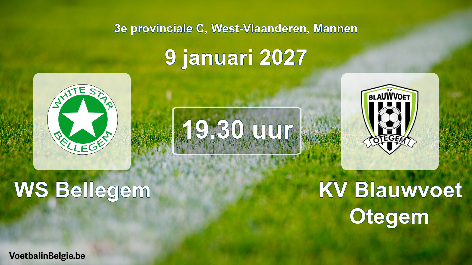 Geplande wedstrijd mannenvoetbal: WS Bellegem - KV Blauwvoet Otegem (9 januari 2027)