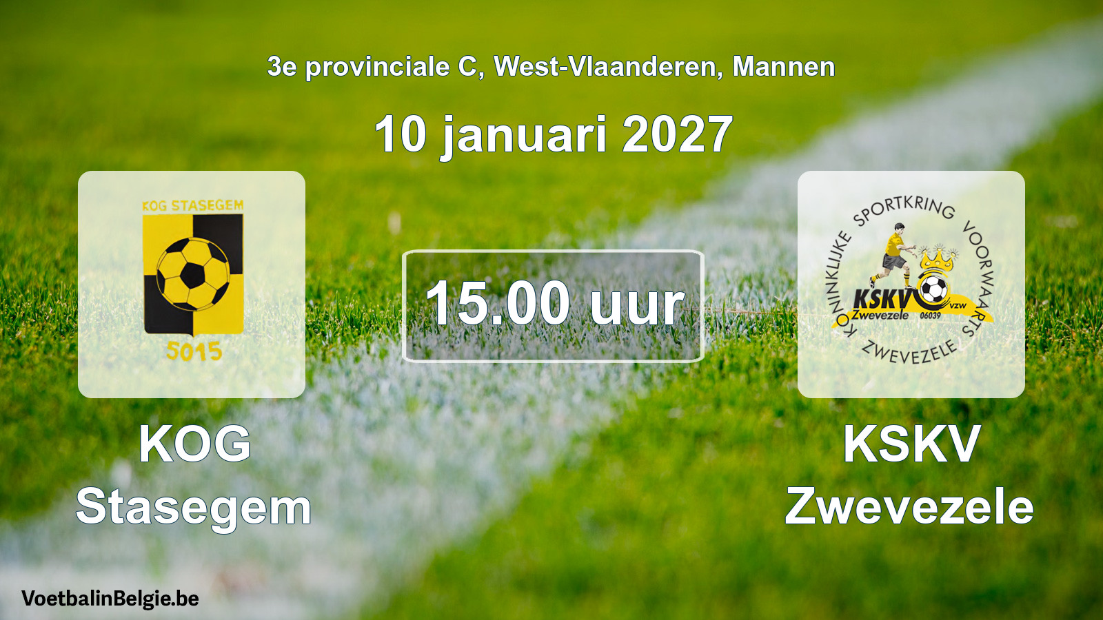 Geplande wedstrijd mannenvoetbal: KOG Stasegem - KSKV Zwevezele (10 januari 2027)
