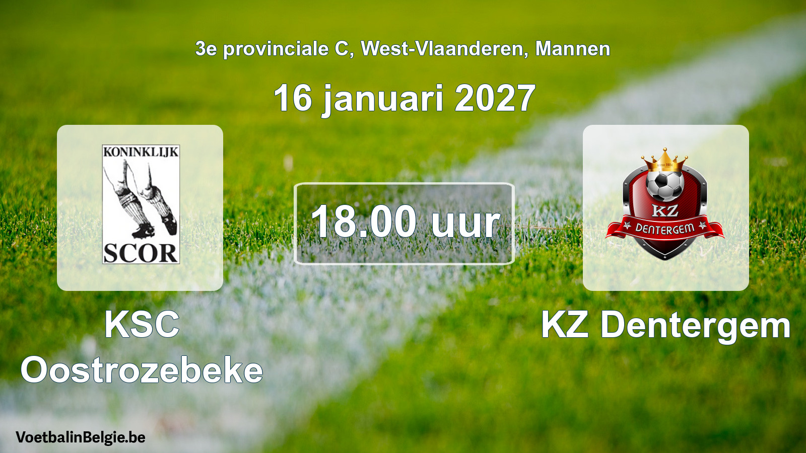 Geplande wedstrijd mannenvoetbal: KSC Oostrozebeke - KZ Dentergem (16 januari 2027)