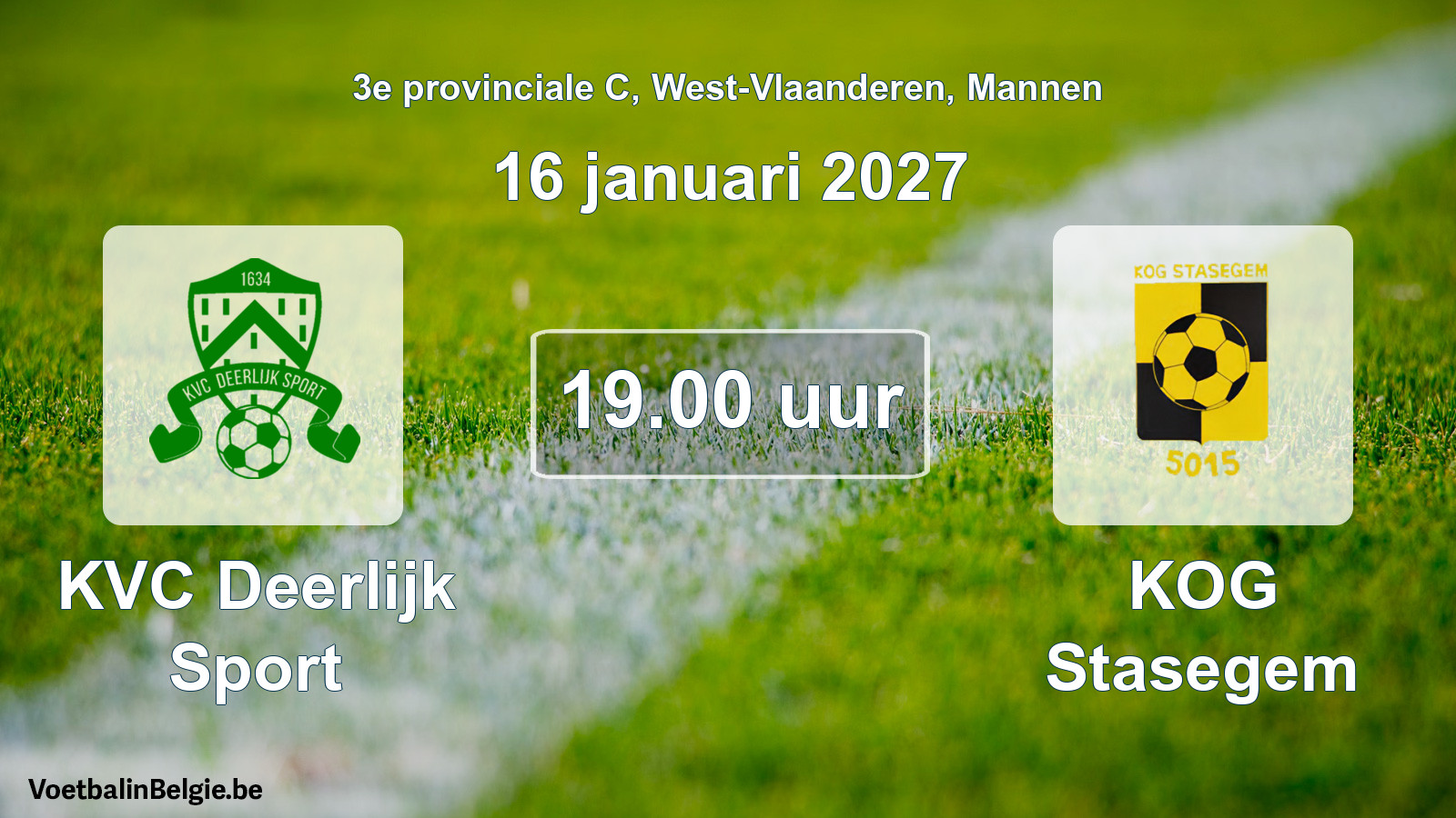 Geplande wedstrijd mannenvoetbal: KVC Deerlijk Sport - KOG Stasegem (16 januari 2027)