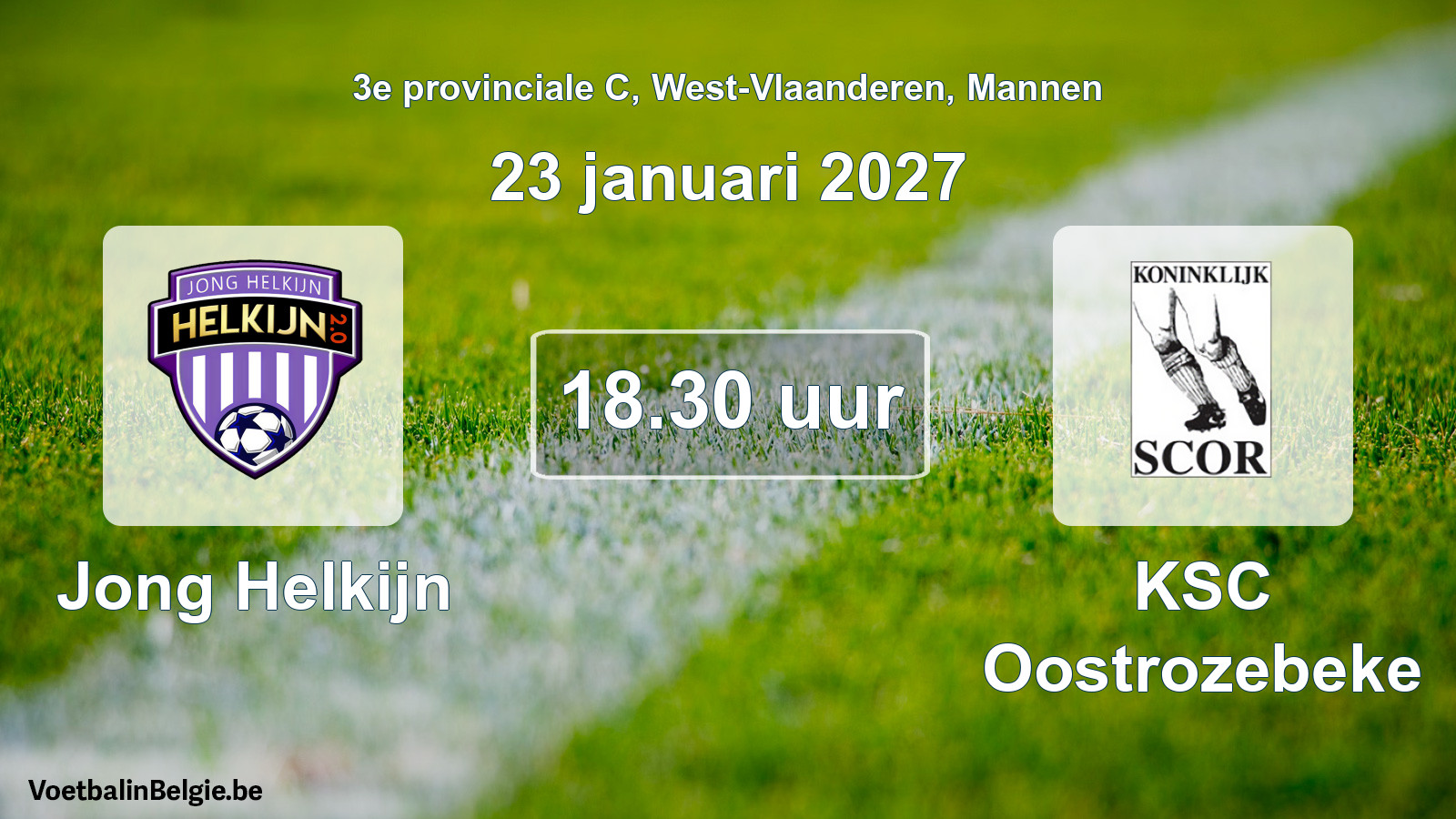 Geplande wedstrijd mannenvoetbal: Jong Helkijn - KSC Oostrozebeke (23 januari 2027)