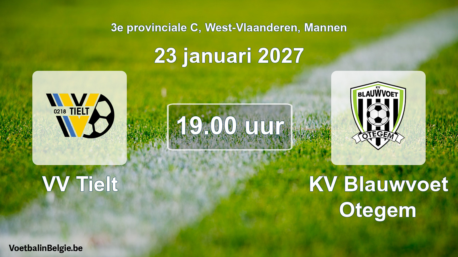 Geplande wedstrijd mannenvoetbal: VV Tielt - KV Blauwvoet Otegem (23 januari 2027)