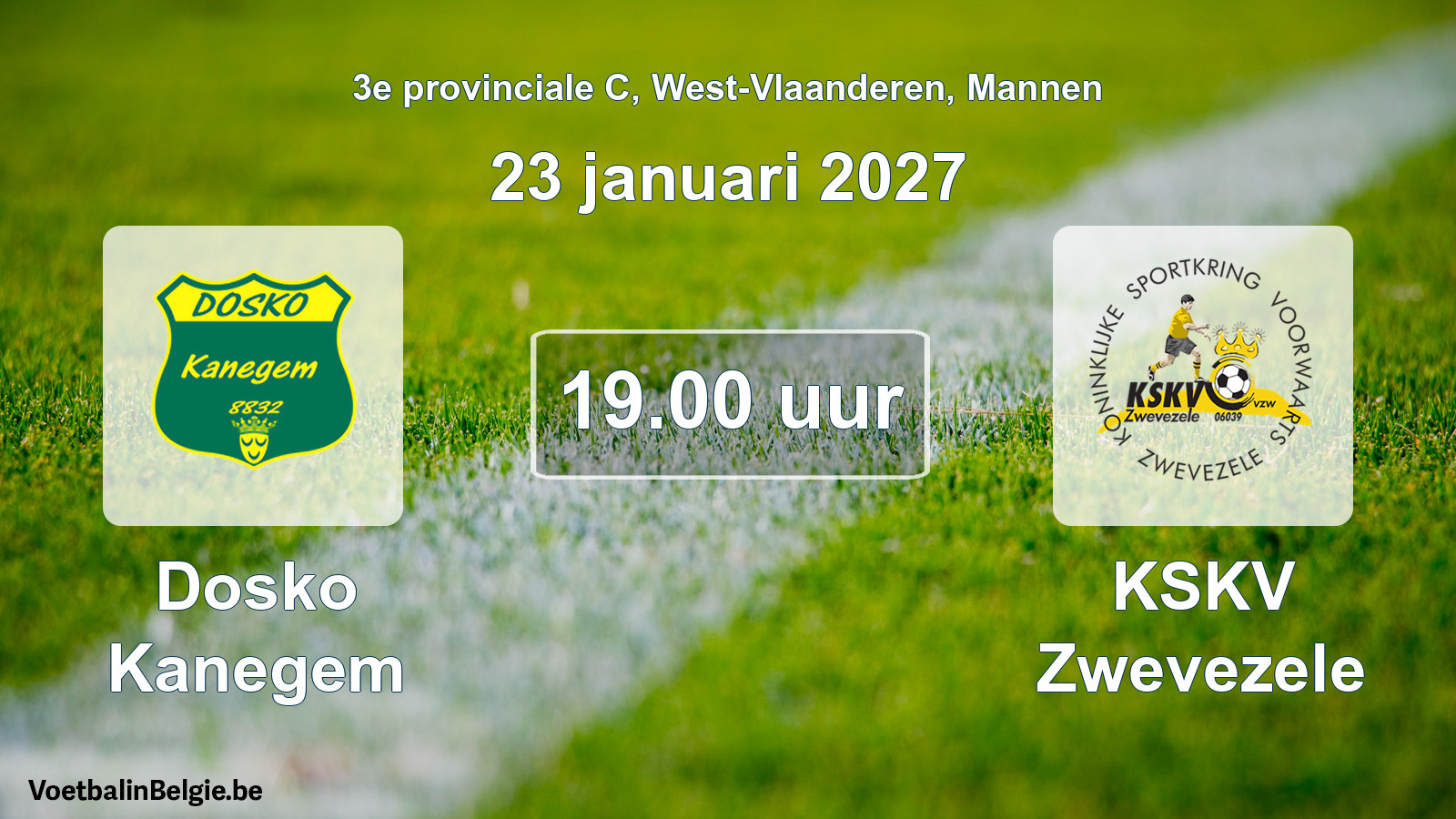 Geplande wedstrijd mannenvoetbal: Dosko Kanegem - KSKV Zwevezele (23 januari 2027)