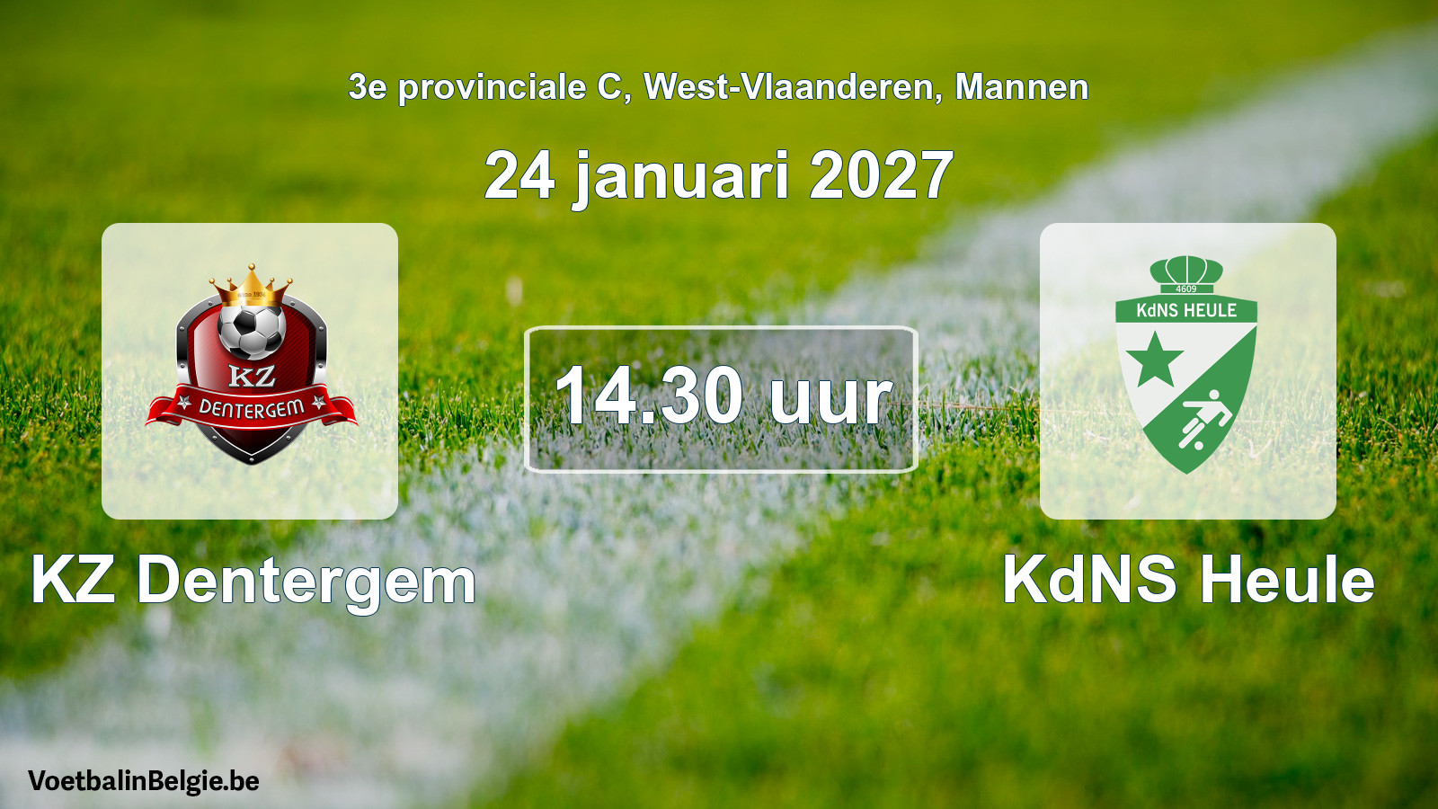 Geplande wedstrijd mannenvoetbal: KZ Dentergem - KdNS Heule (24 januari 2027)