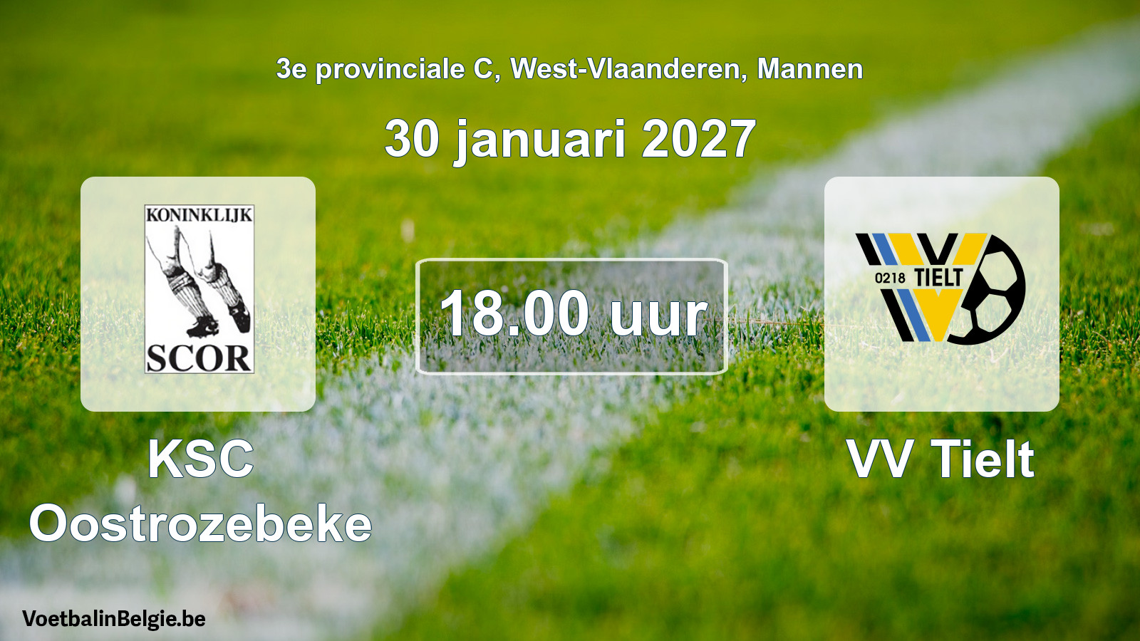 Geplande wedstrijd mannenvoetbal: KSC Oostrozebeke - VV Tielt (30 januari 2027)