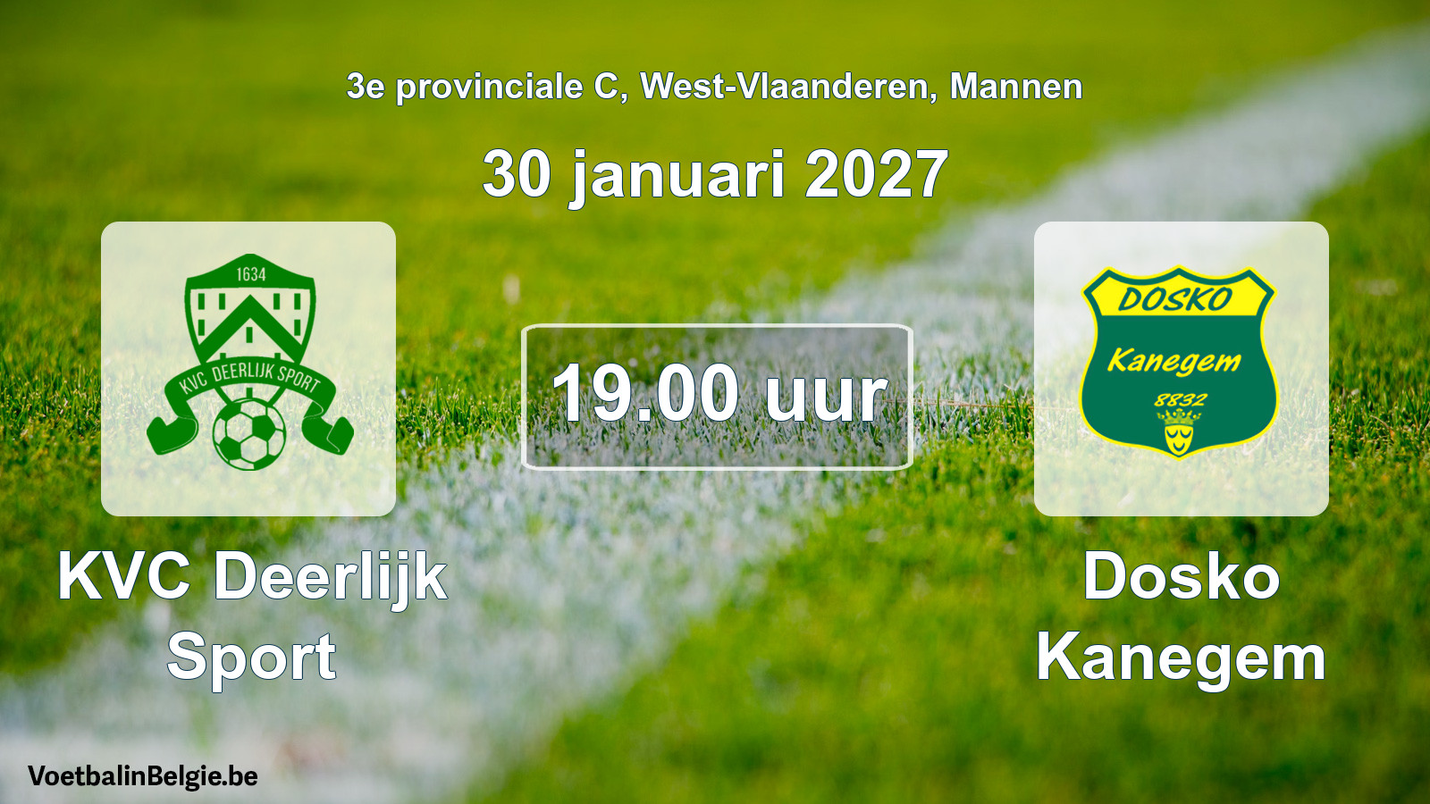 Geplande wedstrijd mannenvoetbal: KVC Deerlijk Sport - Dosko Kanegem (30 januari 2027)