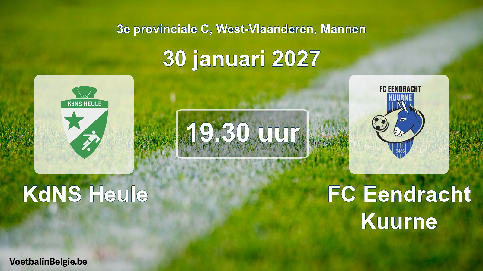 Geplande wedstrijd mannenvoetbal: KdNS Heule - FC Eendracht Kuurne (30 januari 2027)