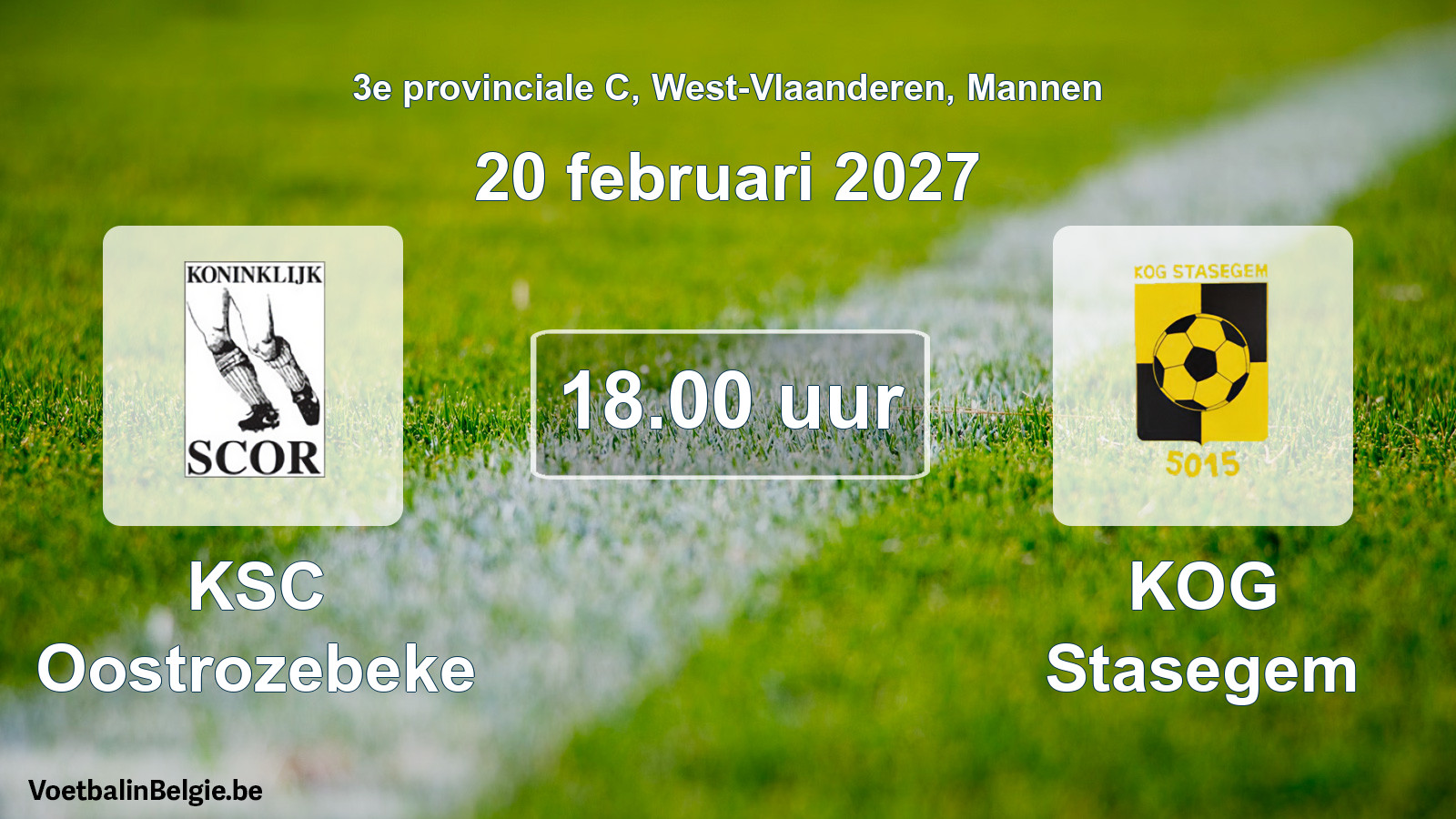 Geplande wedstrijd mannenvoetbal: KSC Oostrozebeke - KOG Stasegem (20 februari 2027)