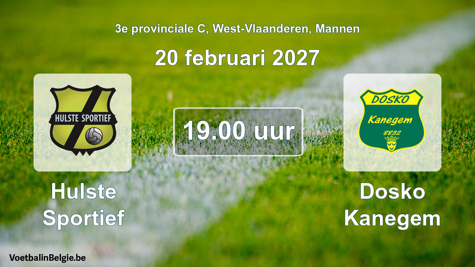 Geplande wedstrijd mannenvoetbal: Hulste Sportief - Dosko Kanegem (20 februari 2027)