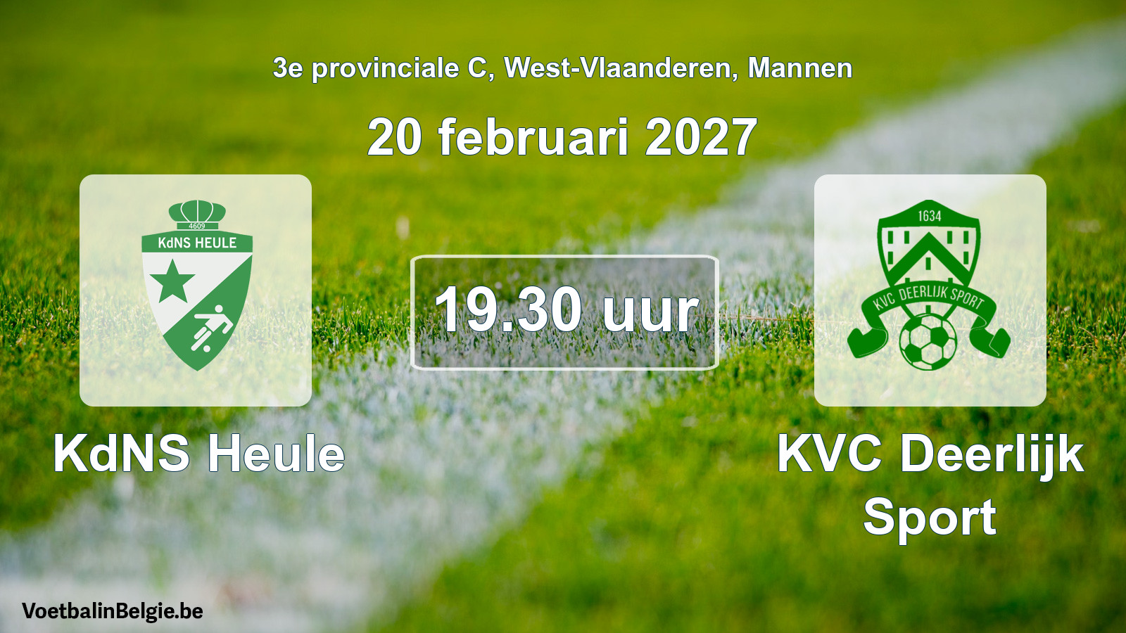 Geplande wedstrijd mannenvoetbal: KdNS Heule - KVC Deerlijk Sport (20 februari 2027)