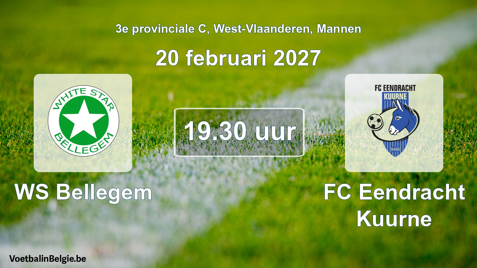 Geplande wedstrijd mannenvoetbal: WS Bellegem - FC Eendracht Kuurne (20 februari 2027)