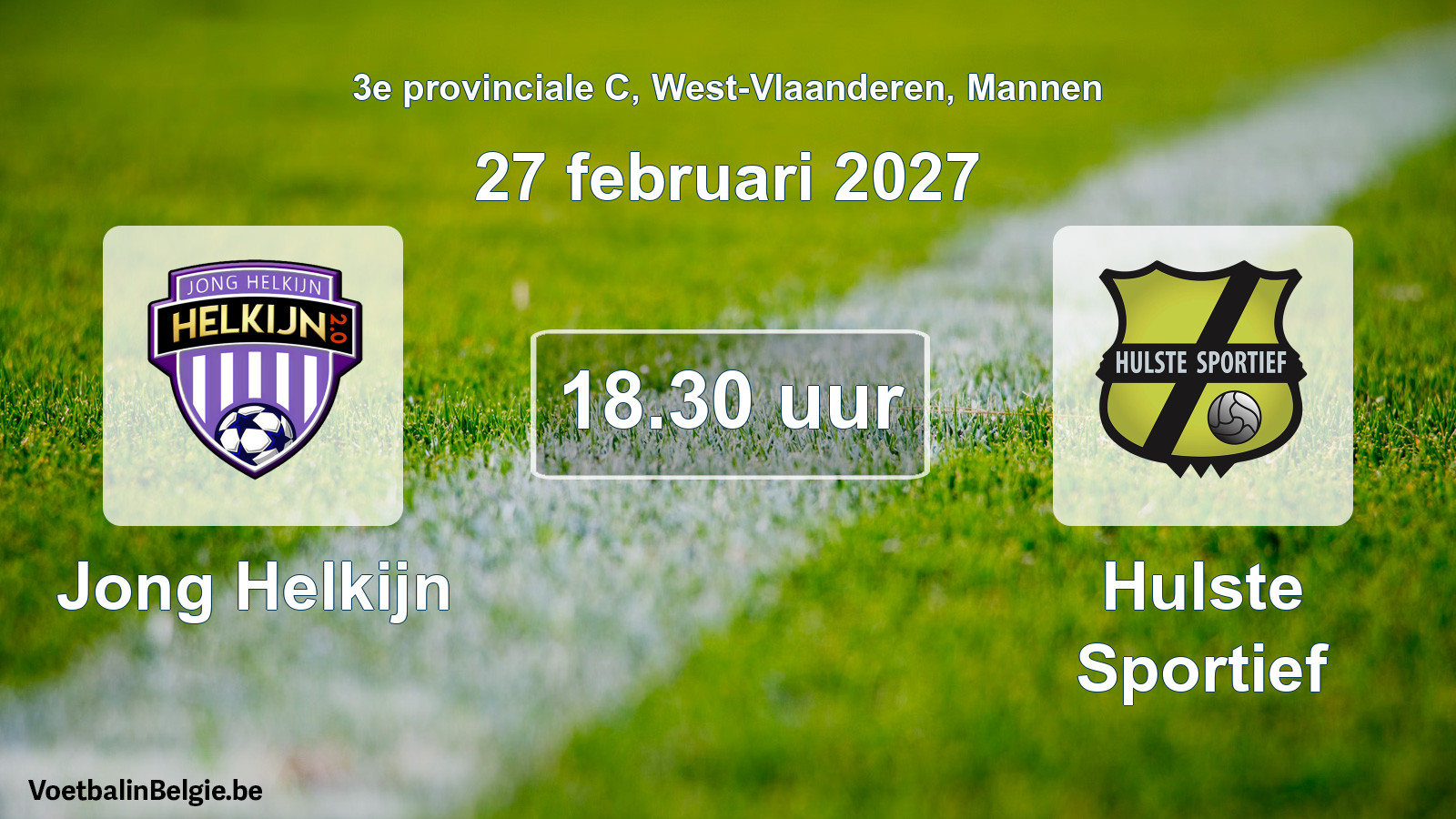 Geplande wedstrijd mannenvoetbal: Jong Helkijn - Hulste Sportief (27 februari 2027)