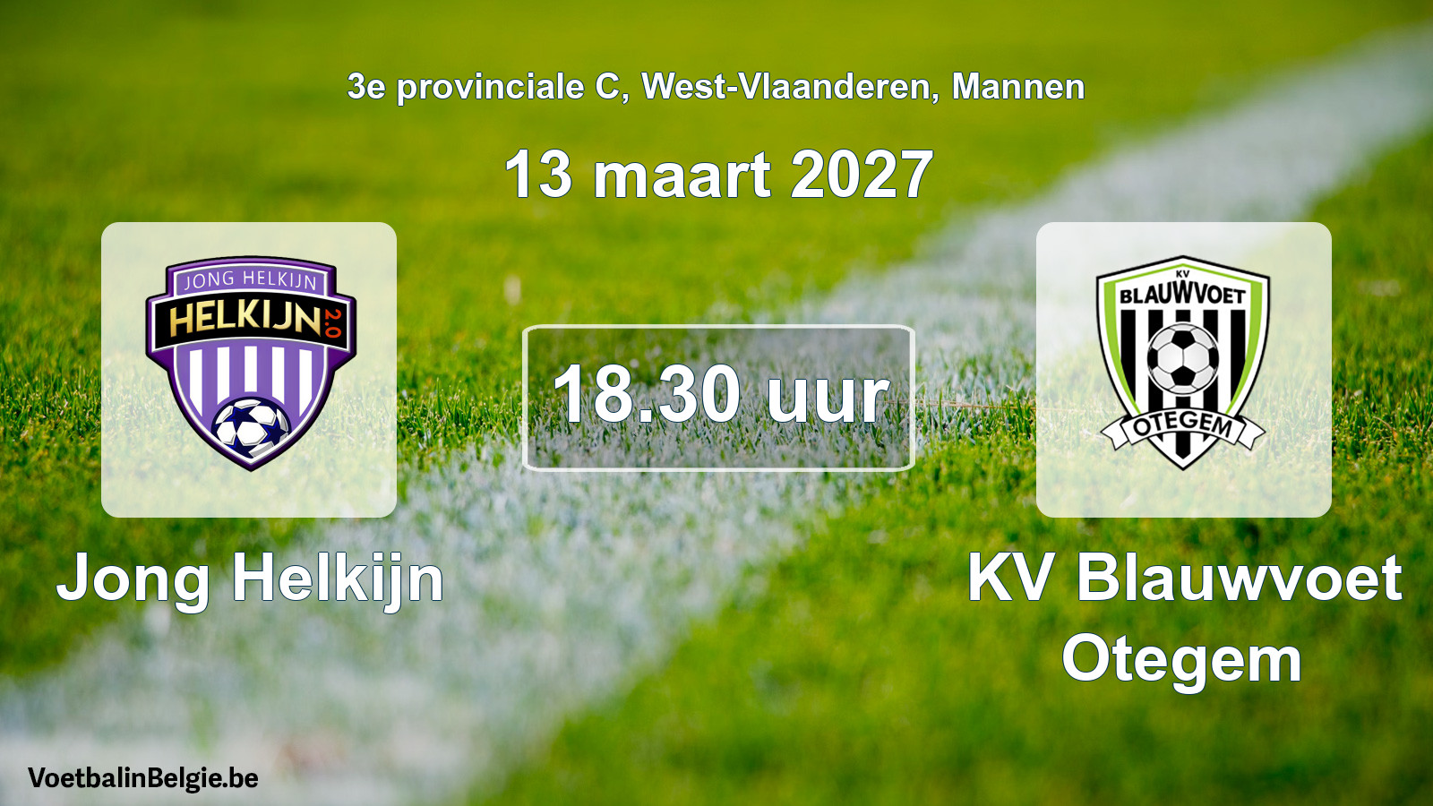 Geplande wedstrijd mannenvoetbal: Jong Helkijn - KV Blauwvoet Otegem (13 maart 2027)
