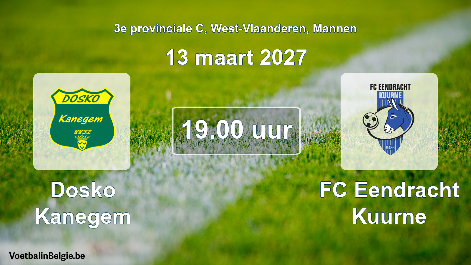 Geplande wedstrijd mannenvoetbal: Dosko Kanegem - FC Eendracht Kuurne (13 maart 2027)