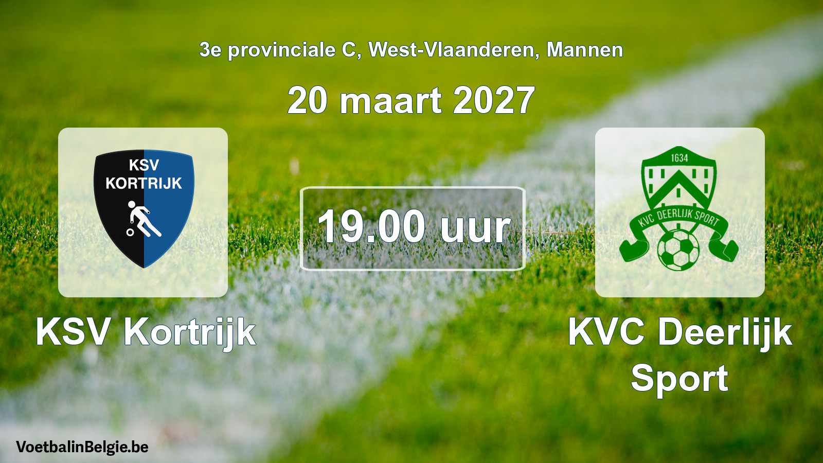 Match prévu football hommes: KSV Kortrijk - KVC Deerlijk Sport (20 mars 2027)