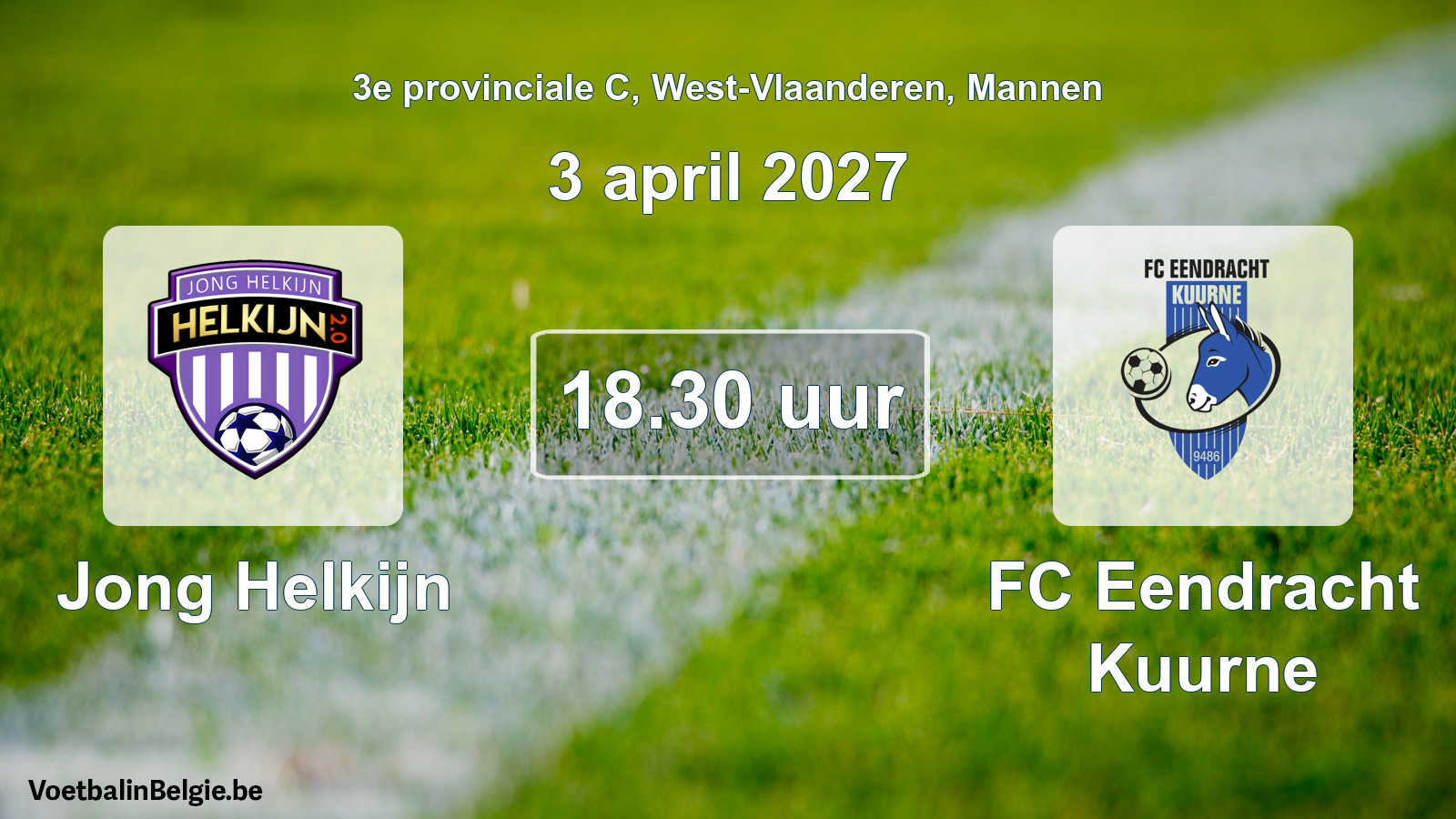 Geplande wedstrijd mannenvoetbal: Jong Helkijn - FC Eendracht Kuurne (3 april 2027)