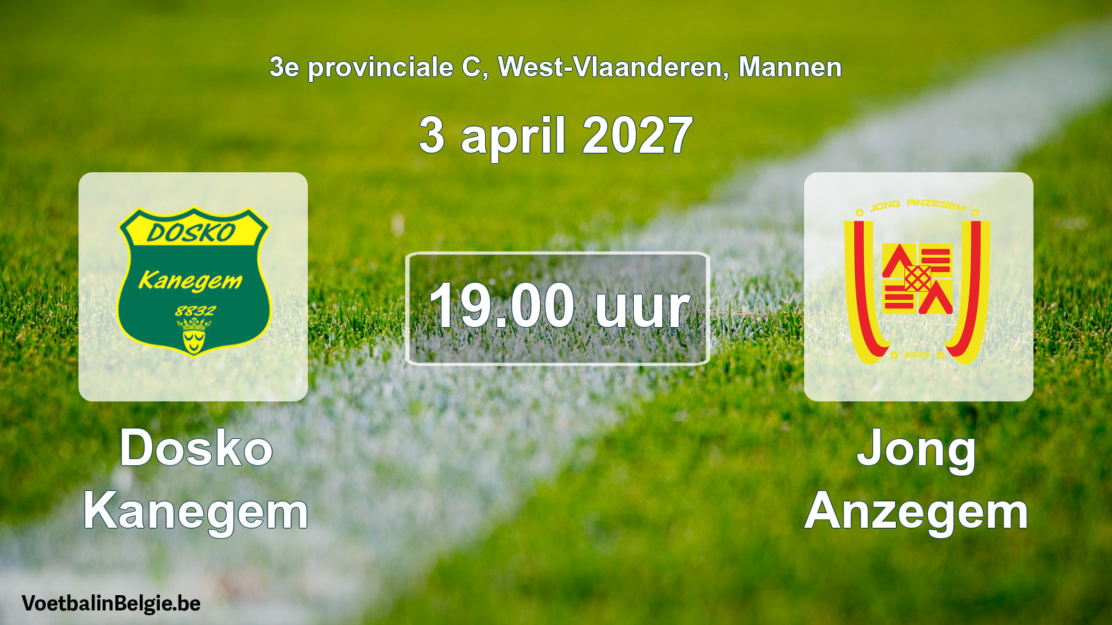 Geplande wedstrijd mannenvoetbal: Dosko Kanegem - Jong Anzegem (3 april 2027)