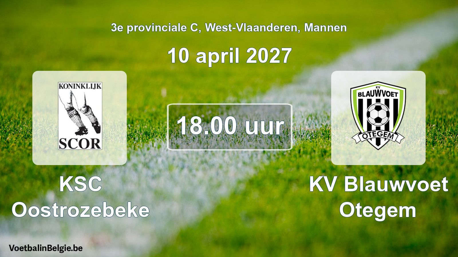 Geplande wedstrijd mannenvoetbal: KSC Oostrozebeke - KV Blauwvoet Otegem (10 april 2027)