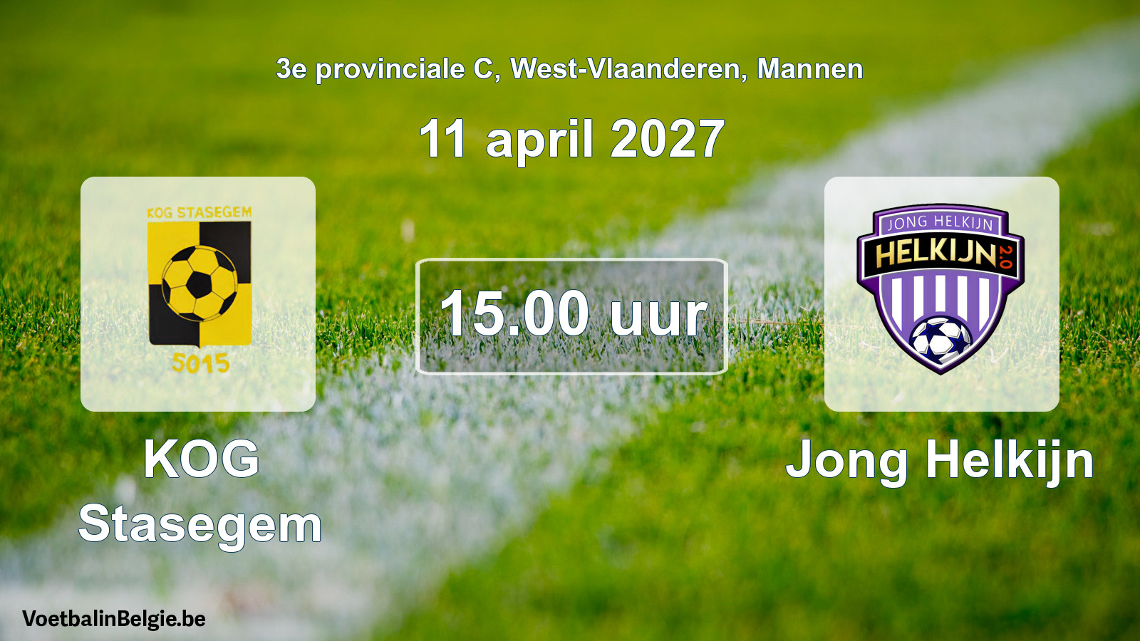 Geplande wedstrijd mannenvoetbal: KOG Stasegem - Jong Helkijn (11 april 2027)