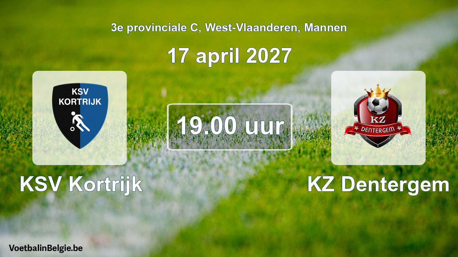 Geplande wedstrijd mannenvoetbal: KSV Kortrijk - KZ Dentergem (17 april 2027)